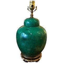 19th Century Chinese Green Crackle Vase as Lamp