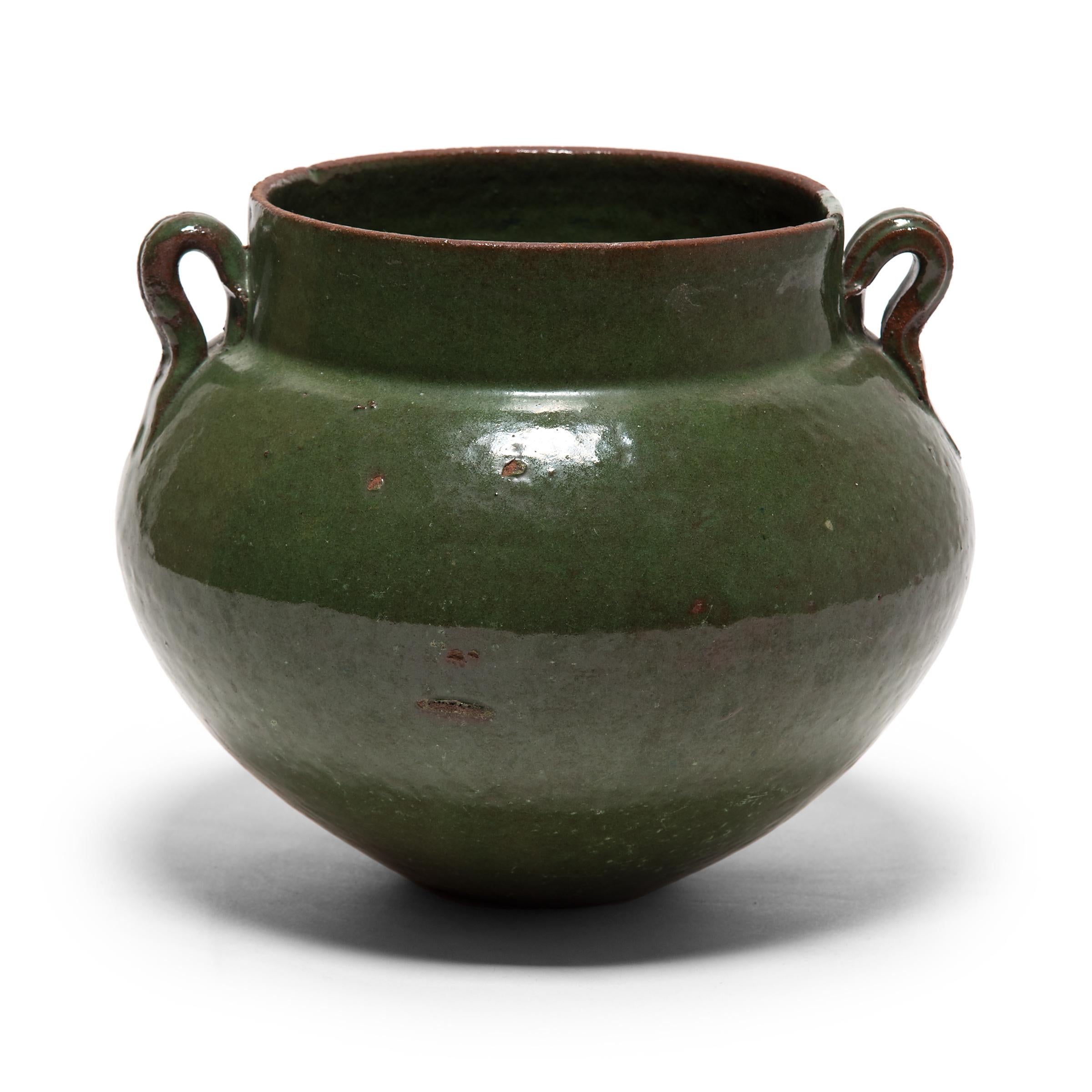 Qing 19th Century Chinese Green Glazed Jar