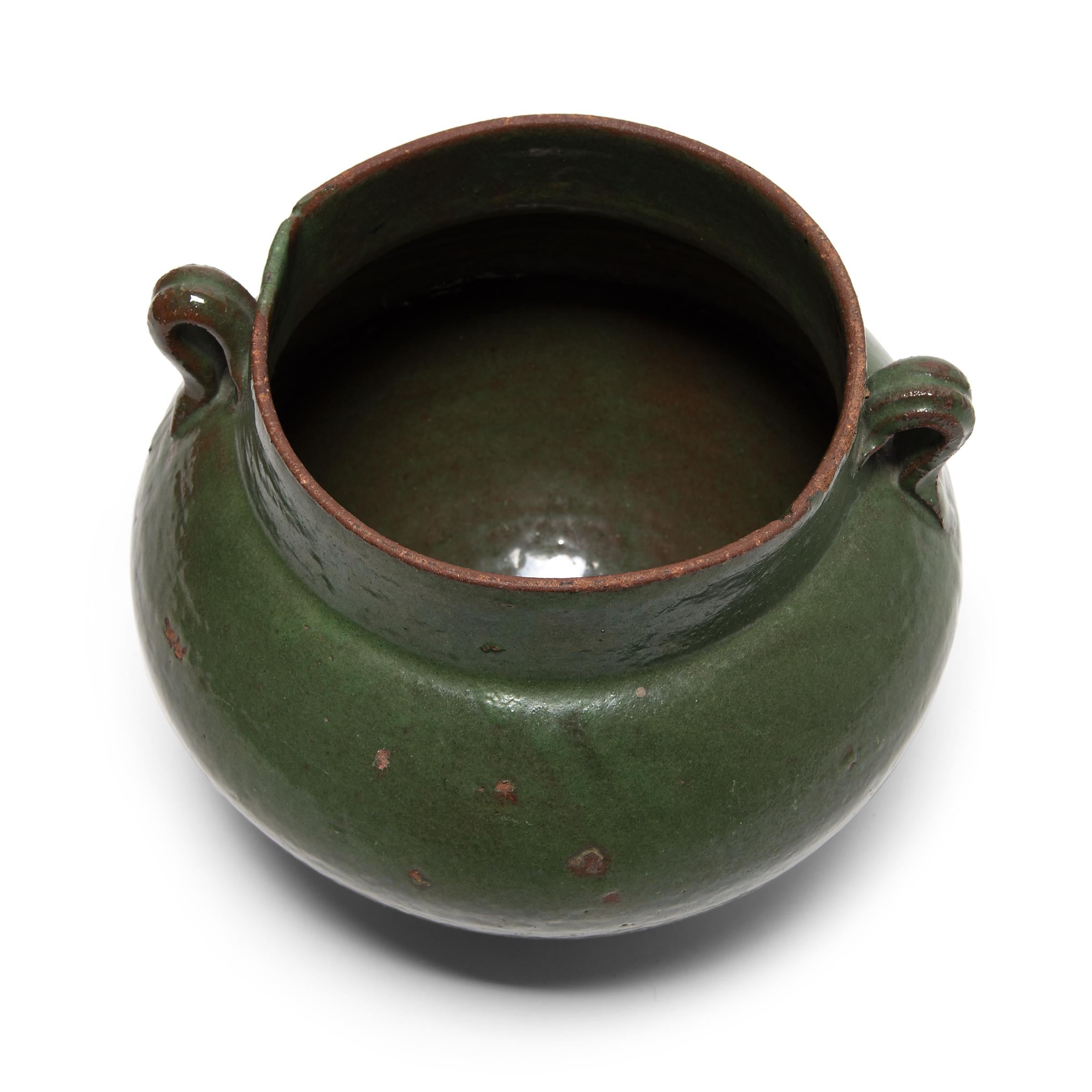 Terracotta 19th Century Chinese Green Glazed Jar