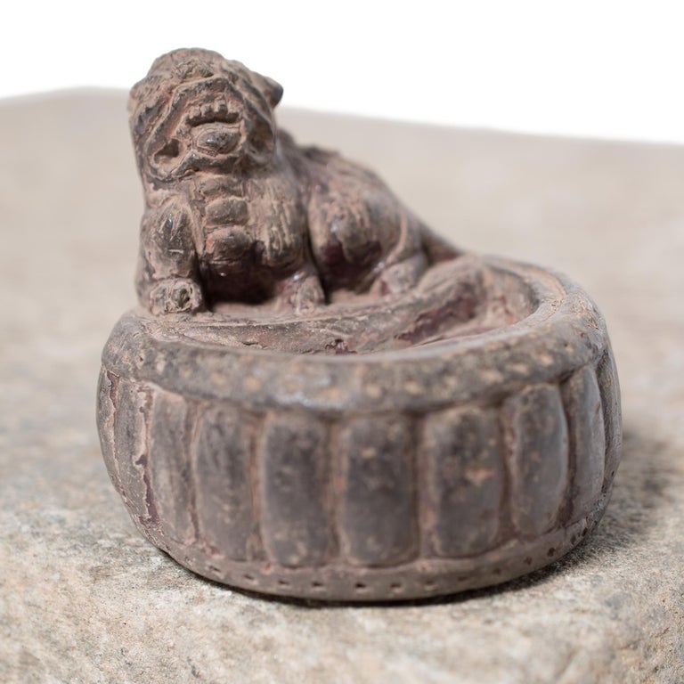 Limestone 19th Century Chinese Guardian Fu Dog Ink Stone For Sale