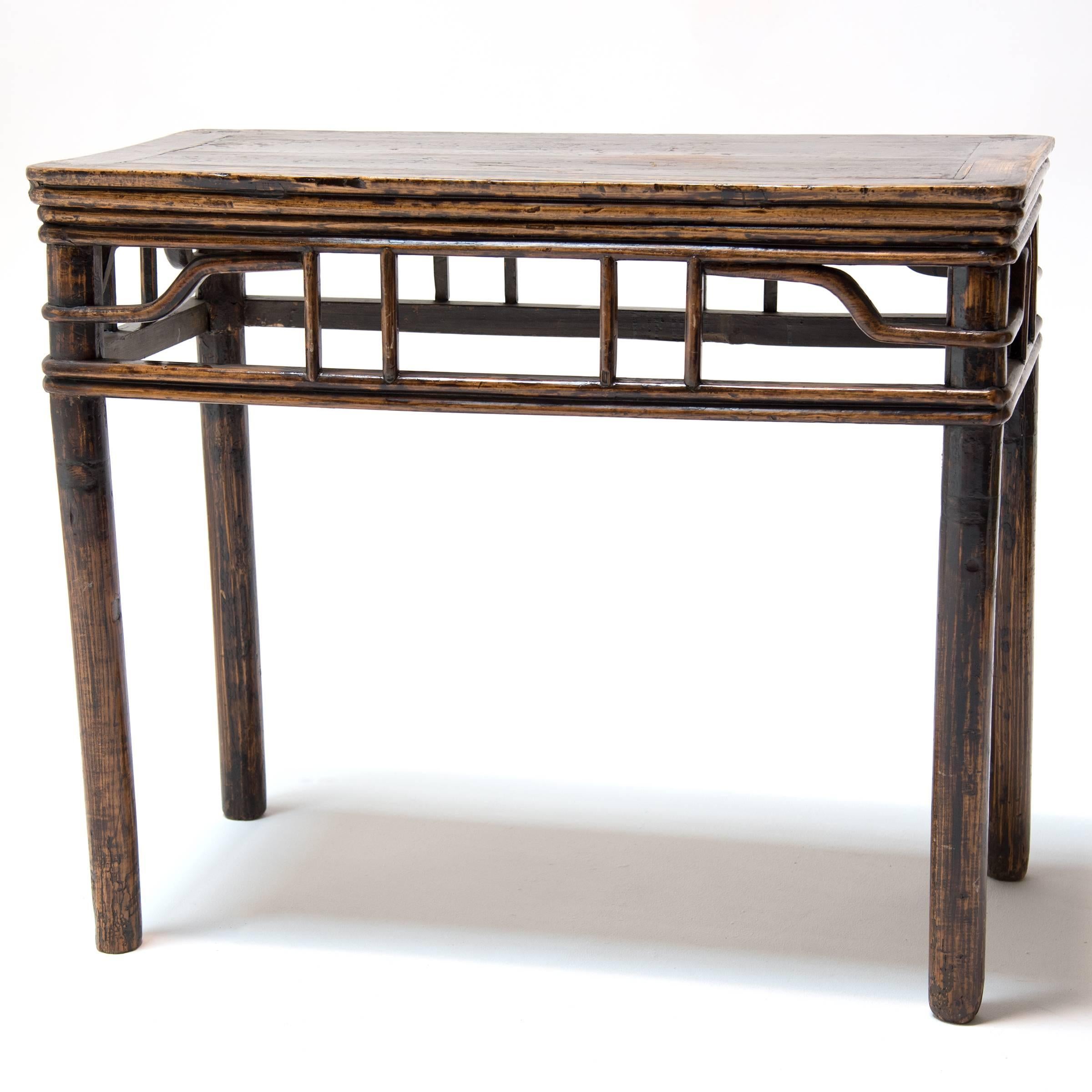 Qing Chinese Half Table with Lattice Apron, c. 1850