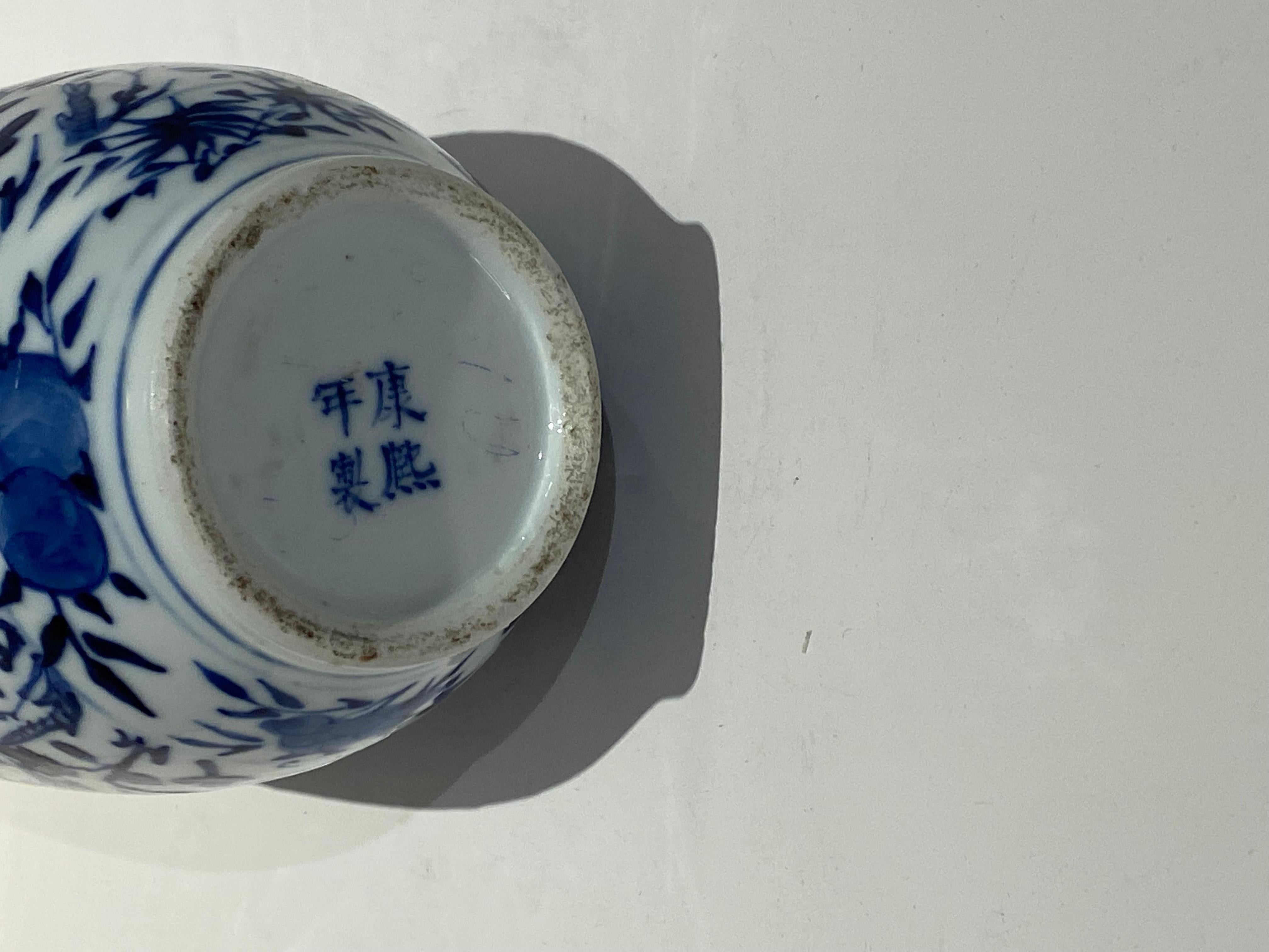 Chinese Export 19th Century Chinese Hand Painted Blue & White Porcelain Vase For Sale