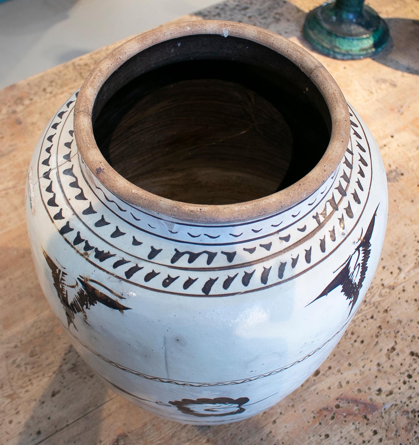 19th Century Chinese Hand Painted Glazed Ceramic Vase 4