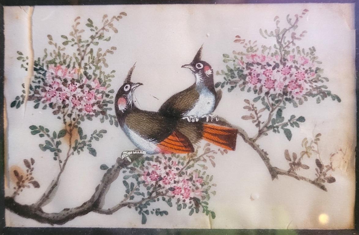 19th Century, Chinese Hand-Painted Silk Collage of Exotic Birds For Sale 3