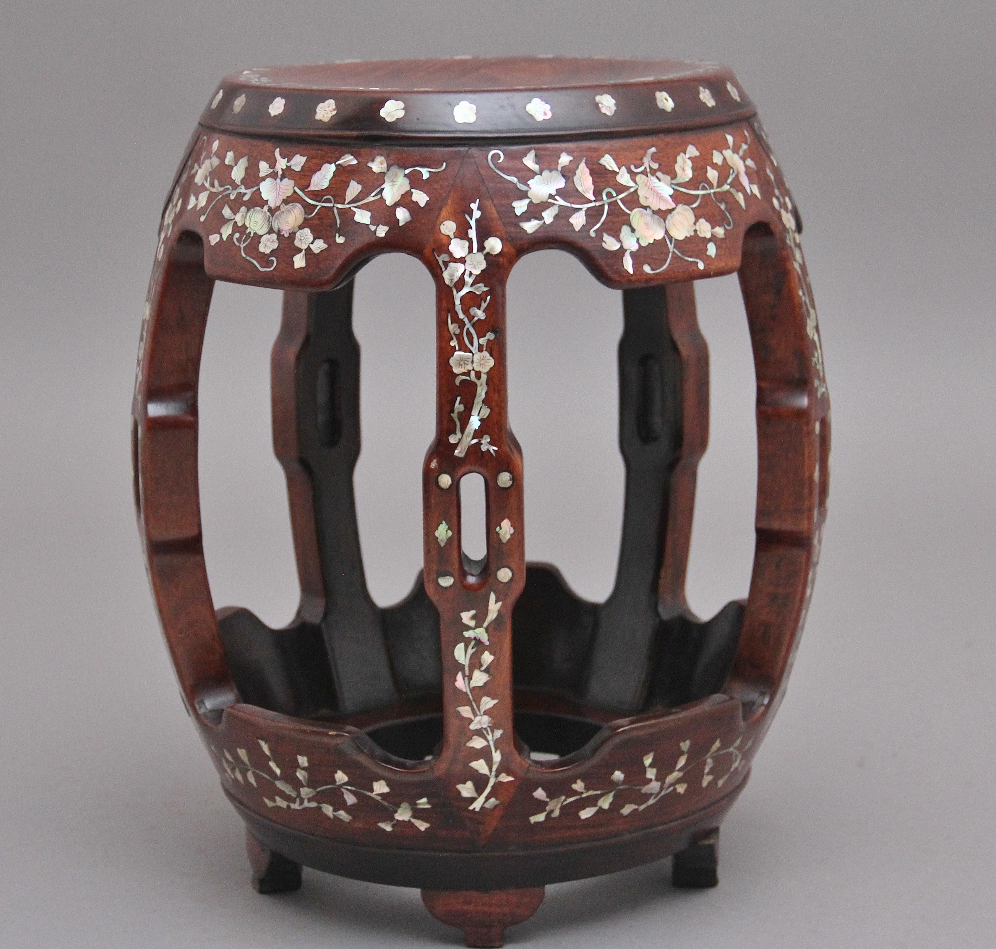 19th Century Chinese hardwood barrel table 2