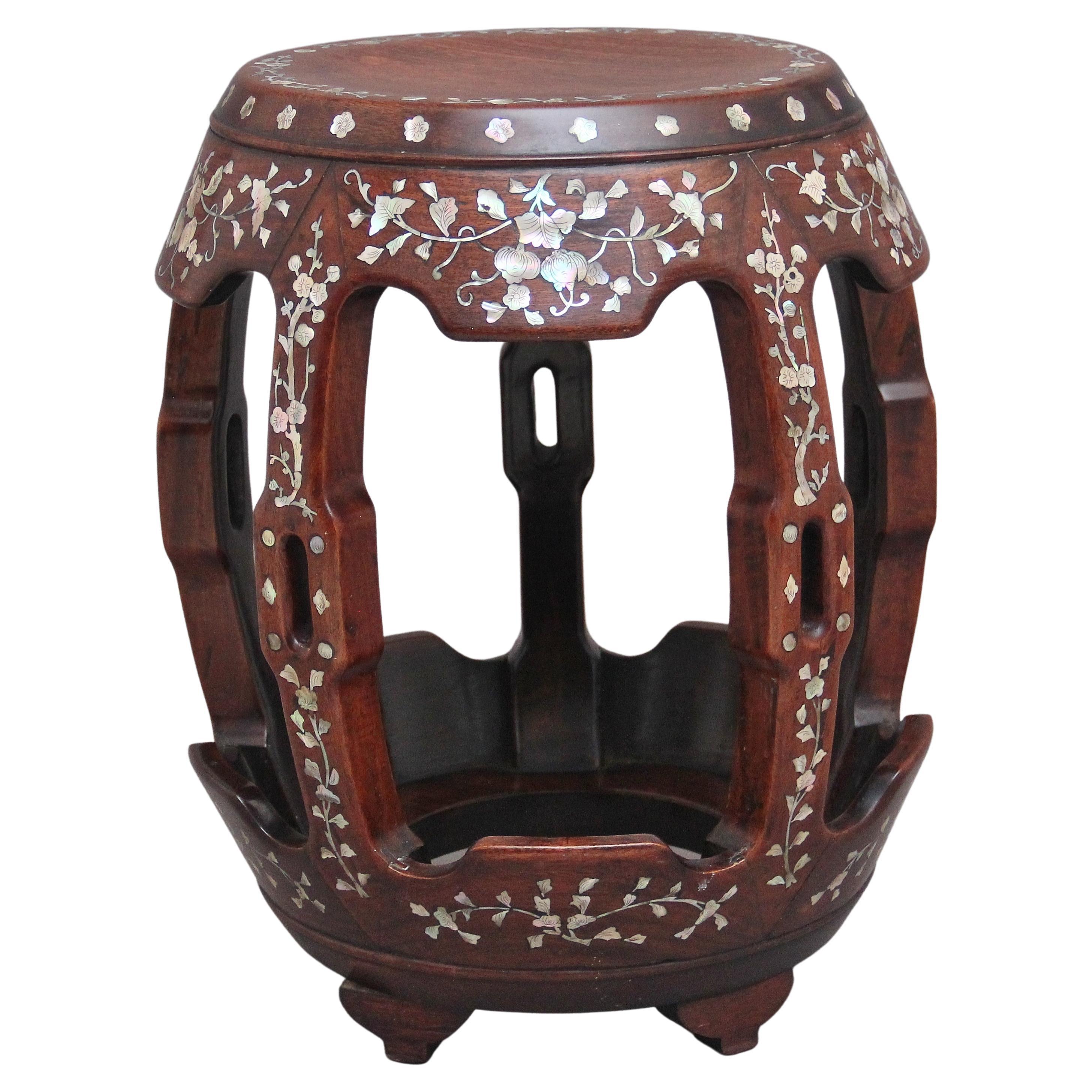 19th Century Chinese hardwood barrel table