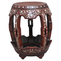 Antique 19th Century Chinese hardwood barrel table
