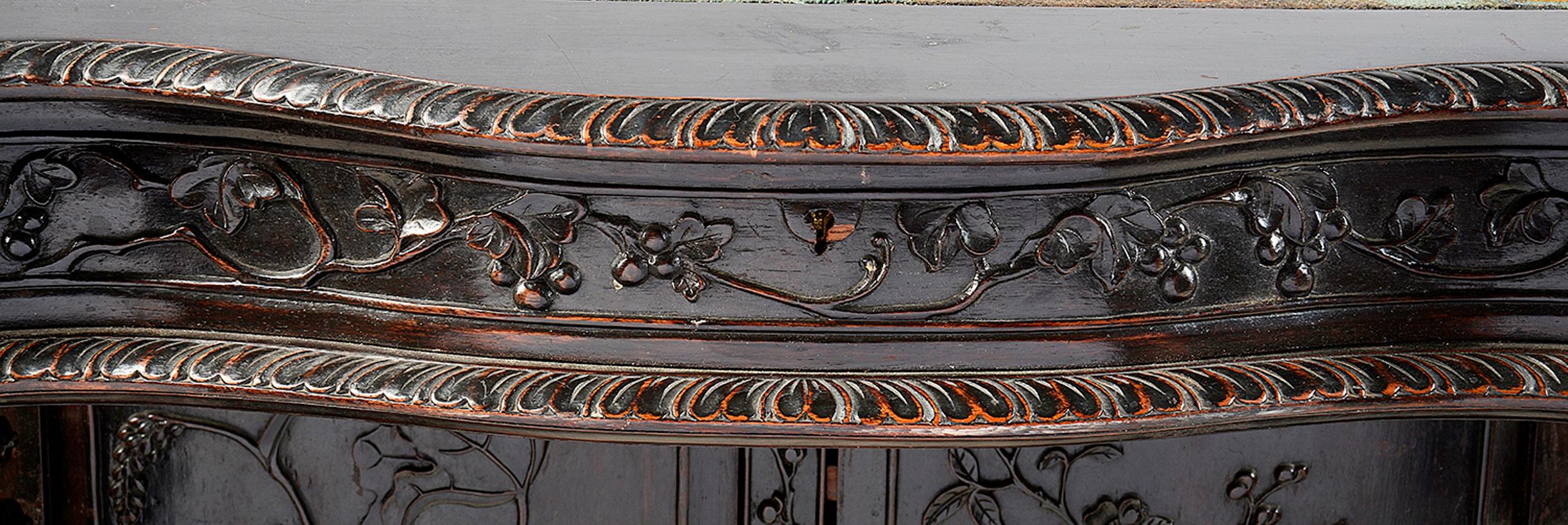 Hand-Carved 19th Century Chinese Hardwood Davenport