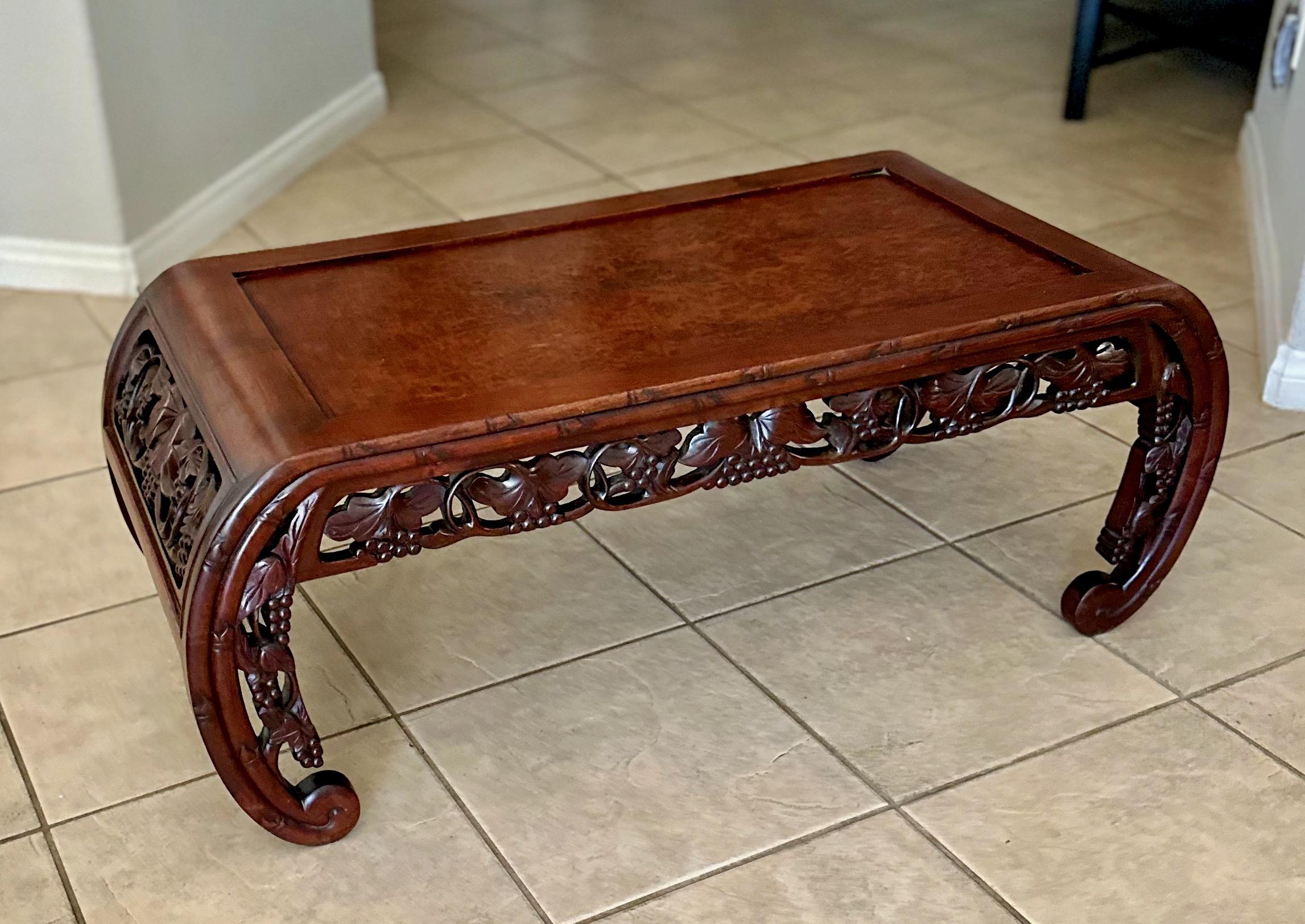 19th Century Chinese Hardwood Opium Low Coffee Table For Sale 16