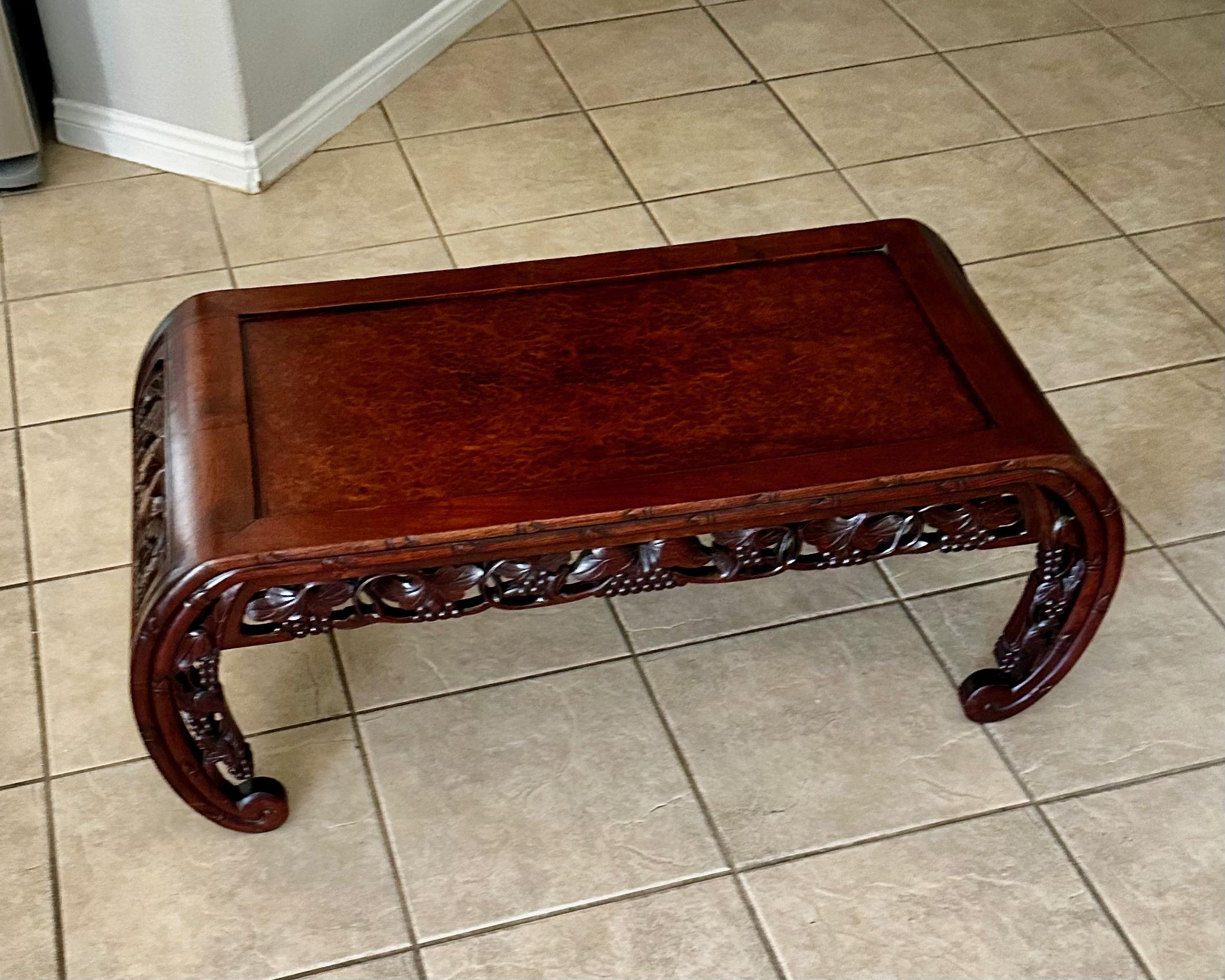 19th Century Chinese Hardwood Opium Low Coffee Table For Sale 4