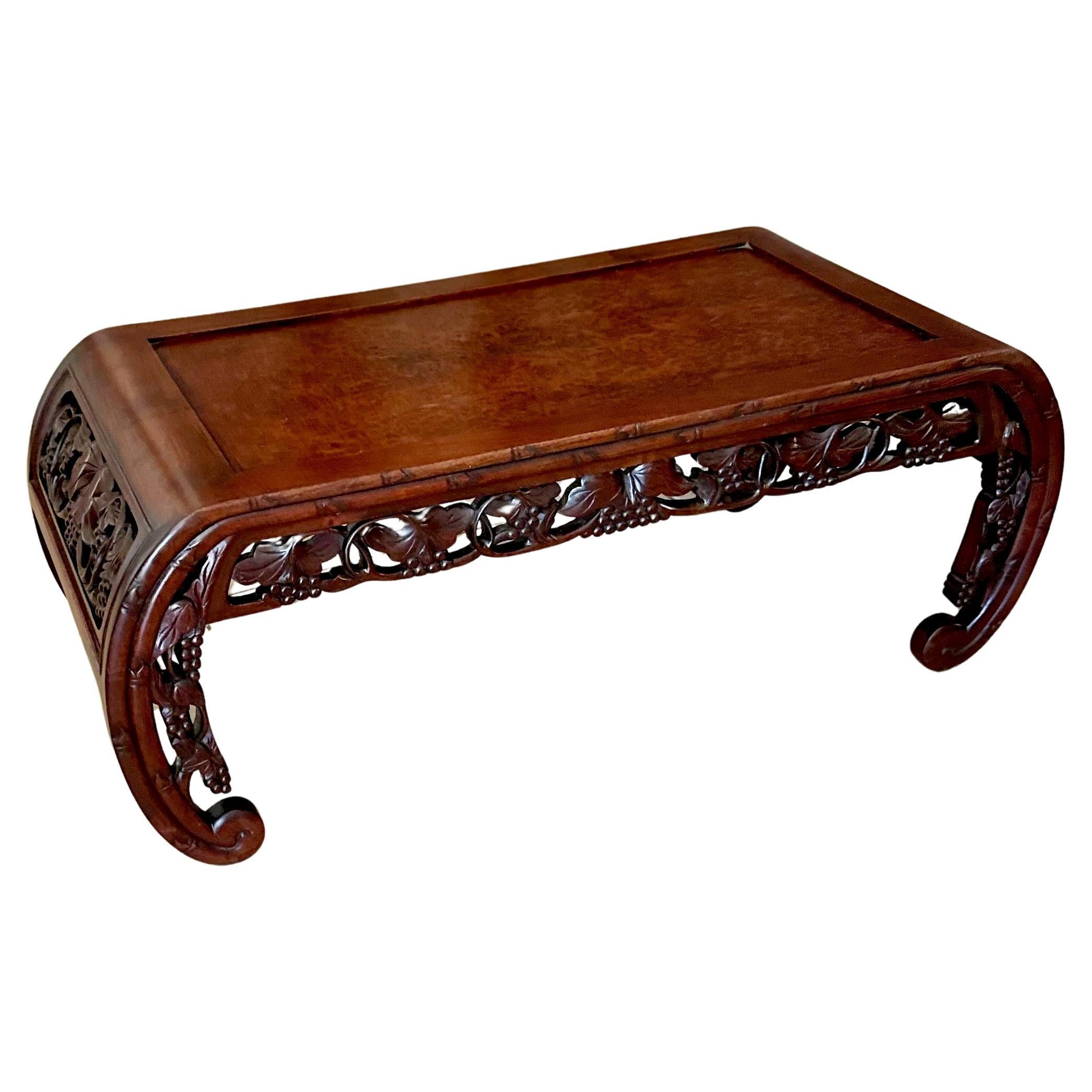 19th Century Chinese Hardwood Opium Low Coffee Table For Sale