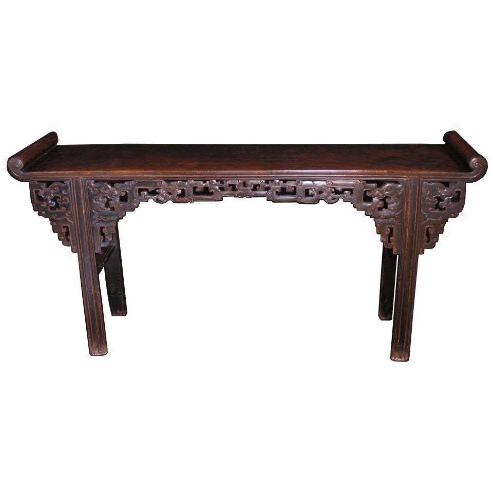 Chinoiserie 19th Century Chinese Hardwood Provincial-Style Altar Table For Sale