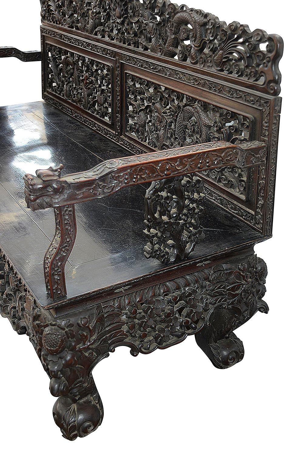 Chinesisches Hartholz-Sofa aus dem 19. Jahrhundert, um 1860 im Angebot 2