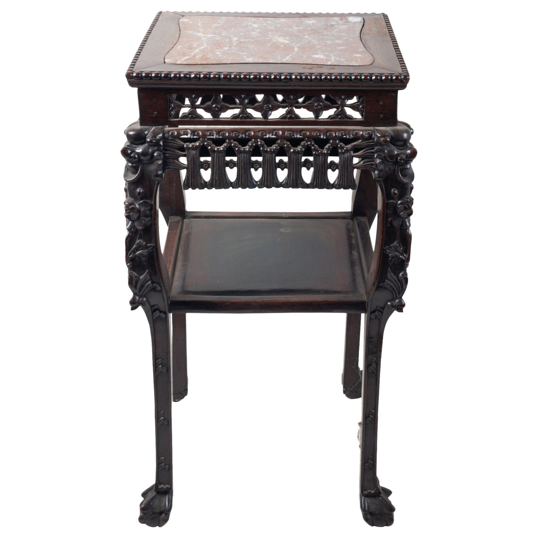 19th Century Chinese Hardwood Stand, circa 1880 For Sale