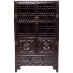 Chinese Honeycomb Lattice Display Cabinet, c. 1800