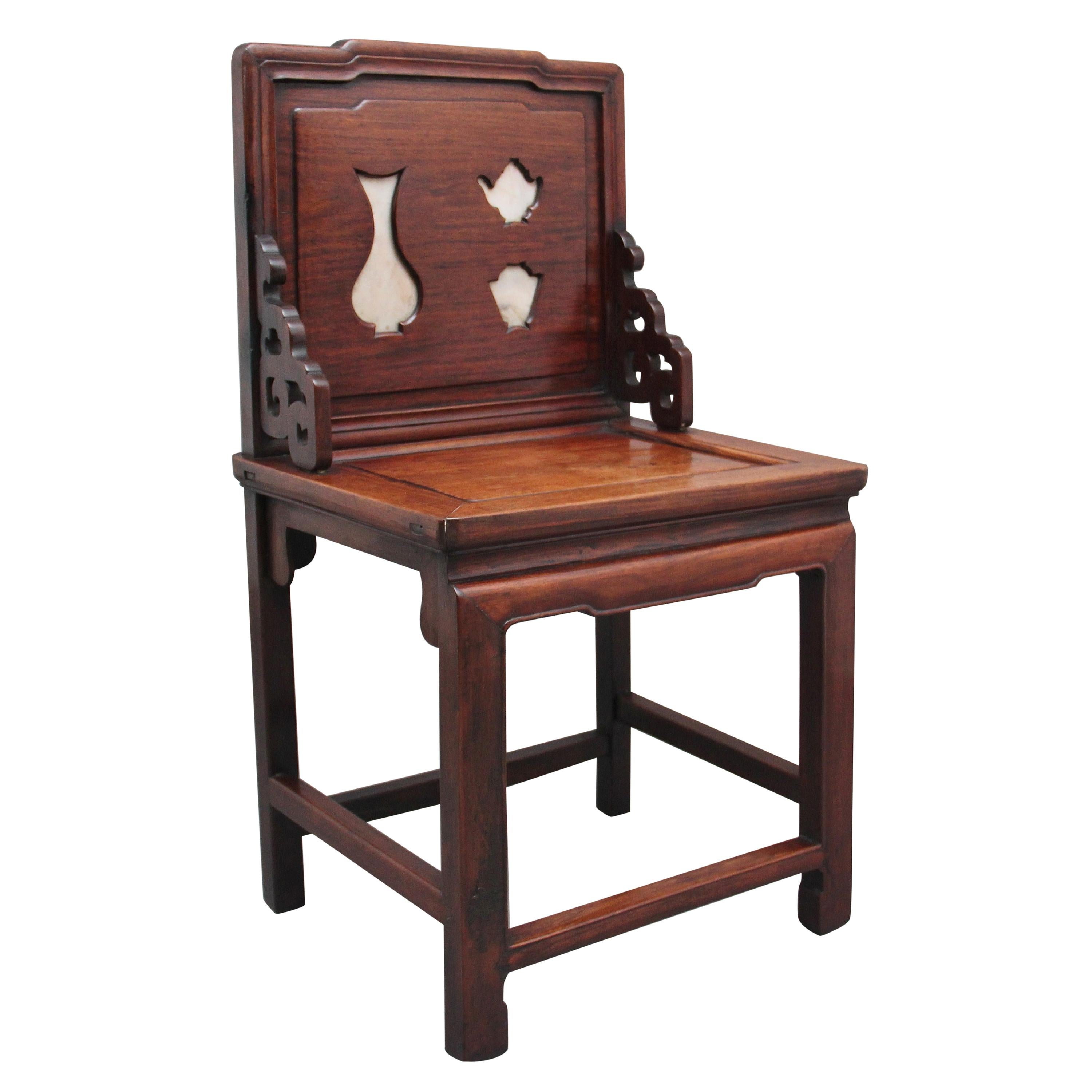 Chaise d'appoint chinoise du 19ème siècle en bois de feuillus Hongmu