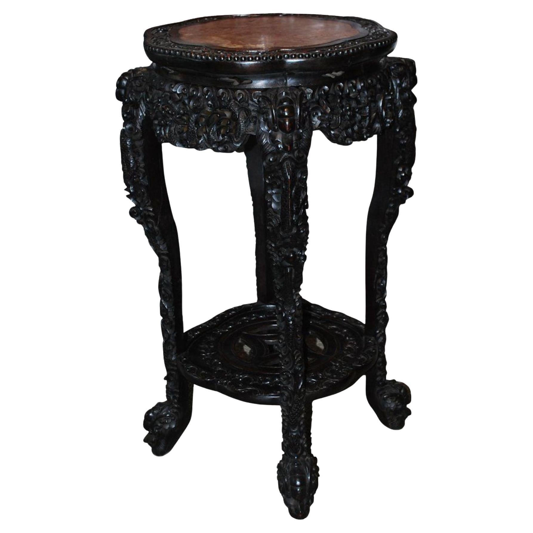 19th Century Chinese Hongmu Incense Stand For Sale