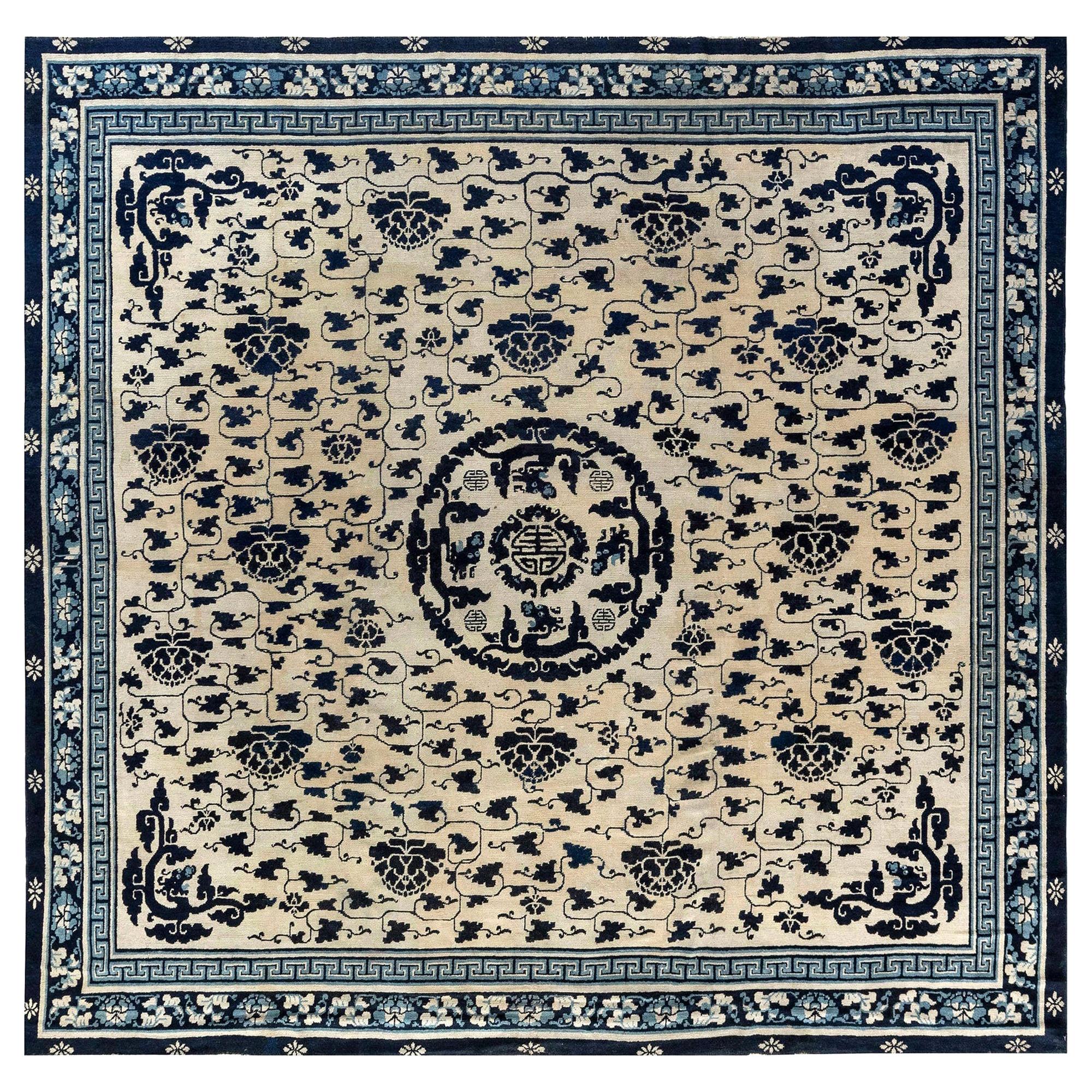 Chinese Blue and White Rug at 1stDibs