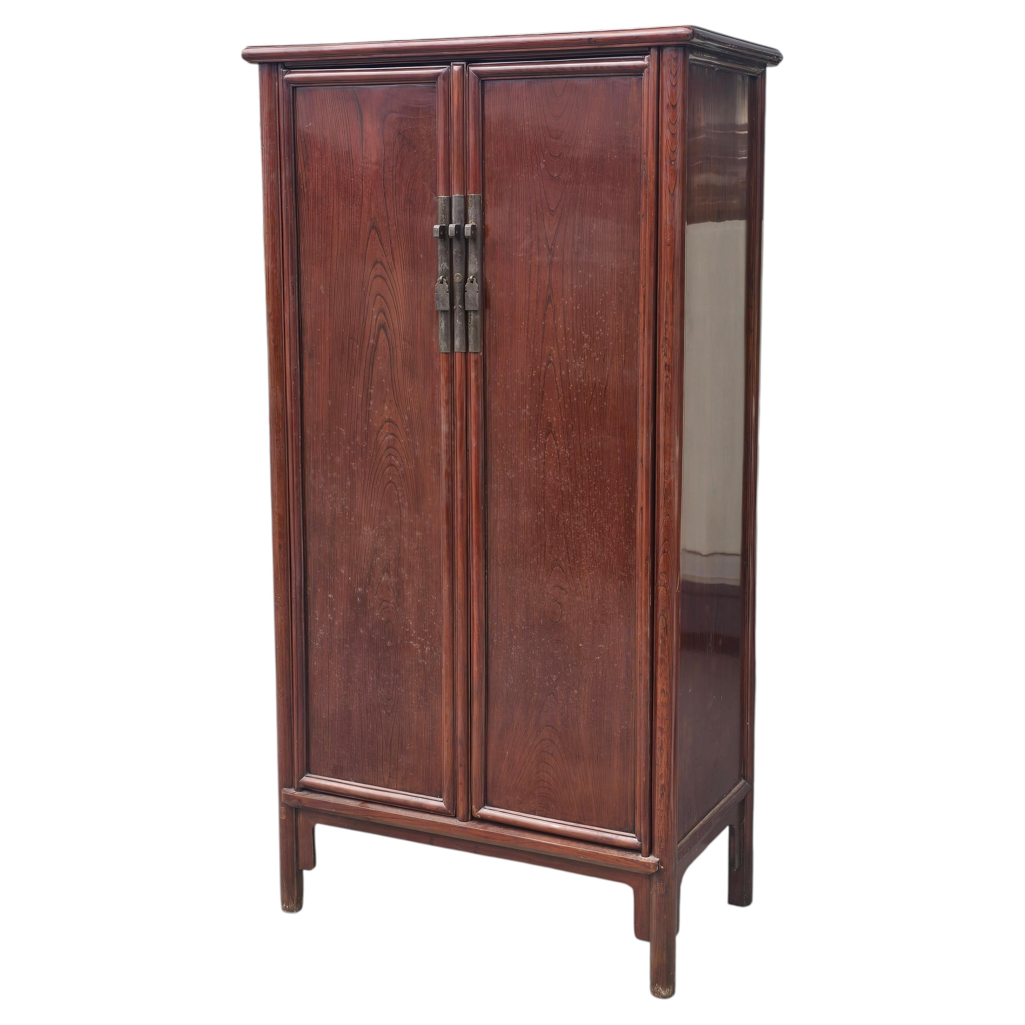 Cabinet chinois en orme Jiangnan Literati, XVIIIe siècle, dynastie Qing