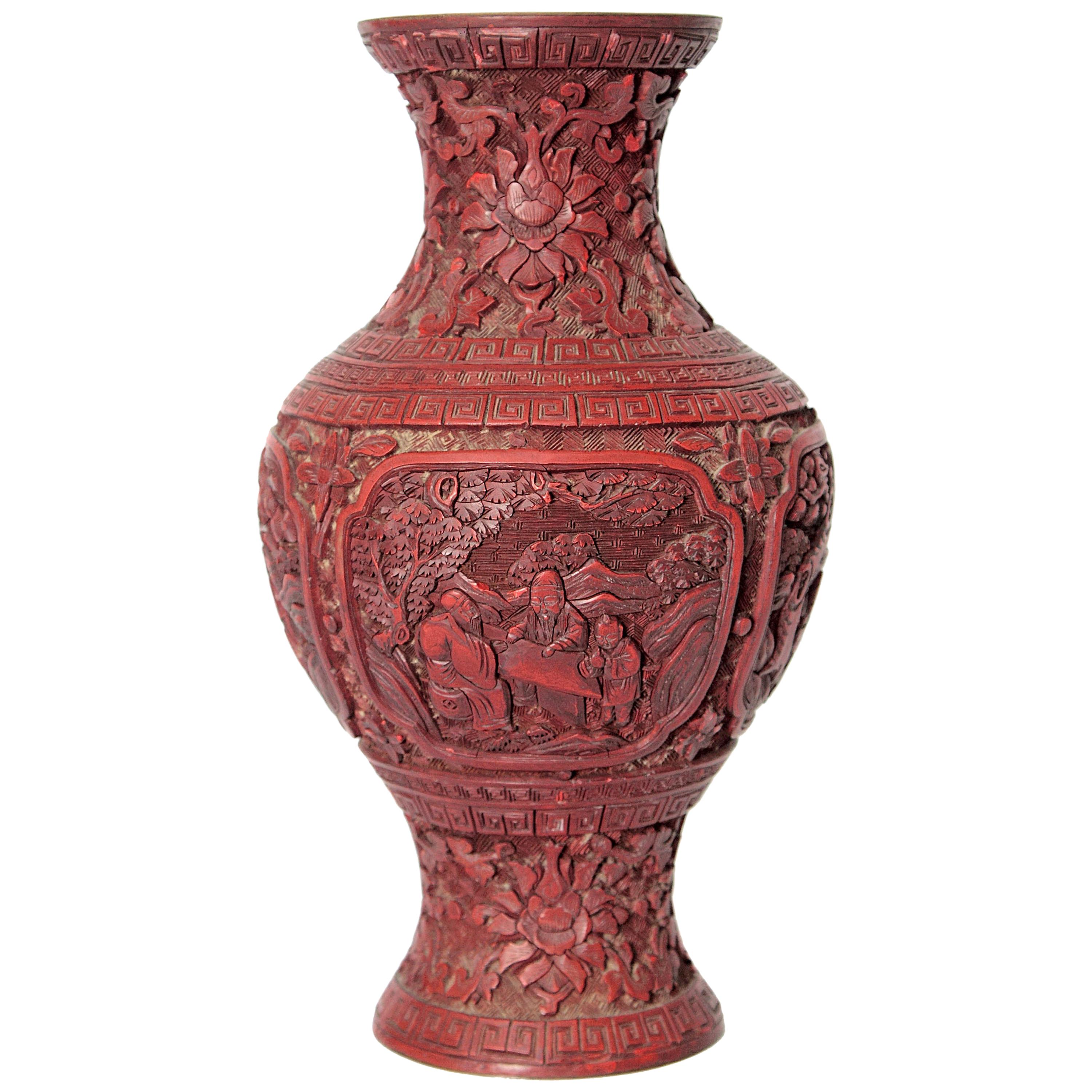 19th Century Chinese Lacquer Cinnabar Vase