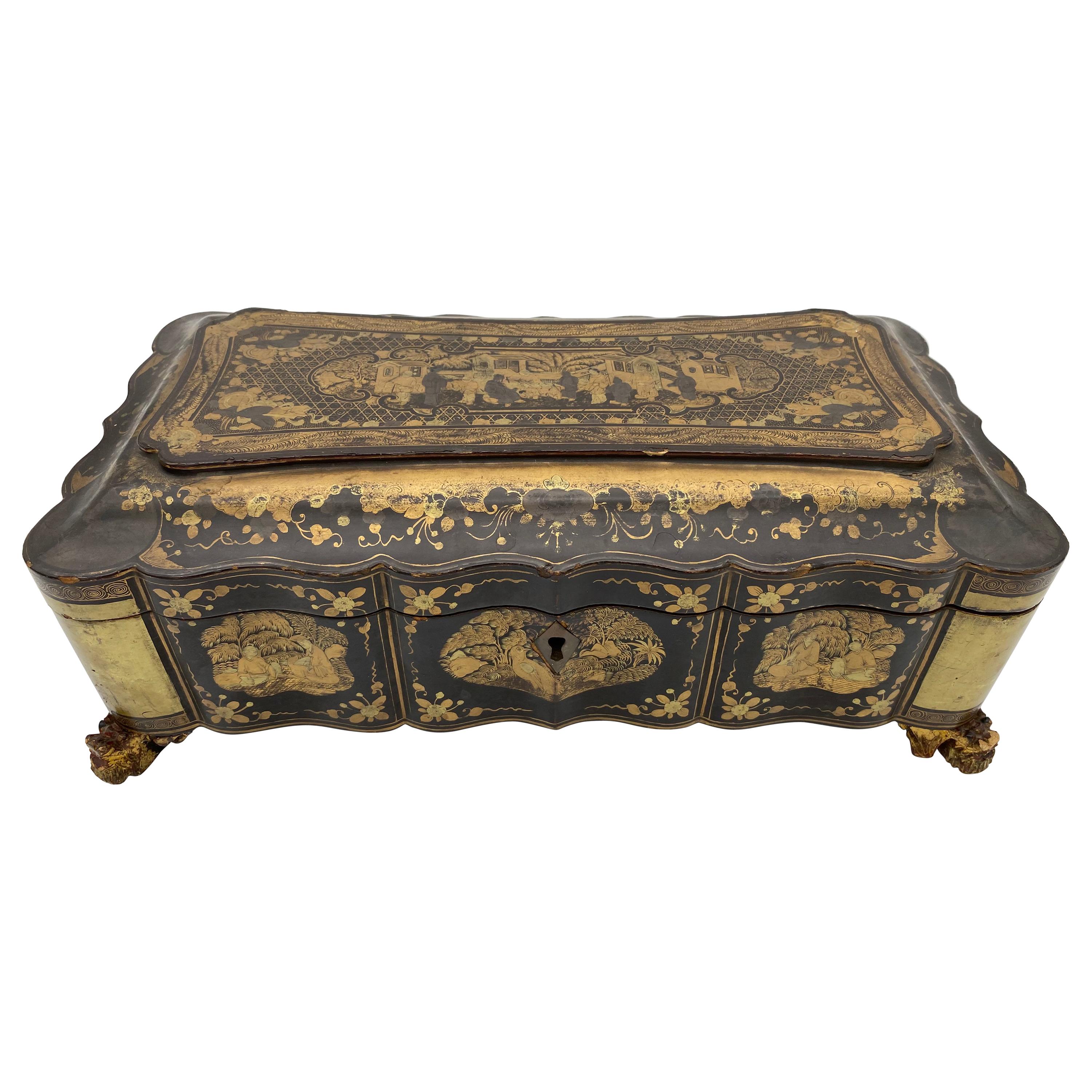 19th Century Chinese Lacquer Gaming Box For Sale