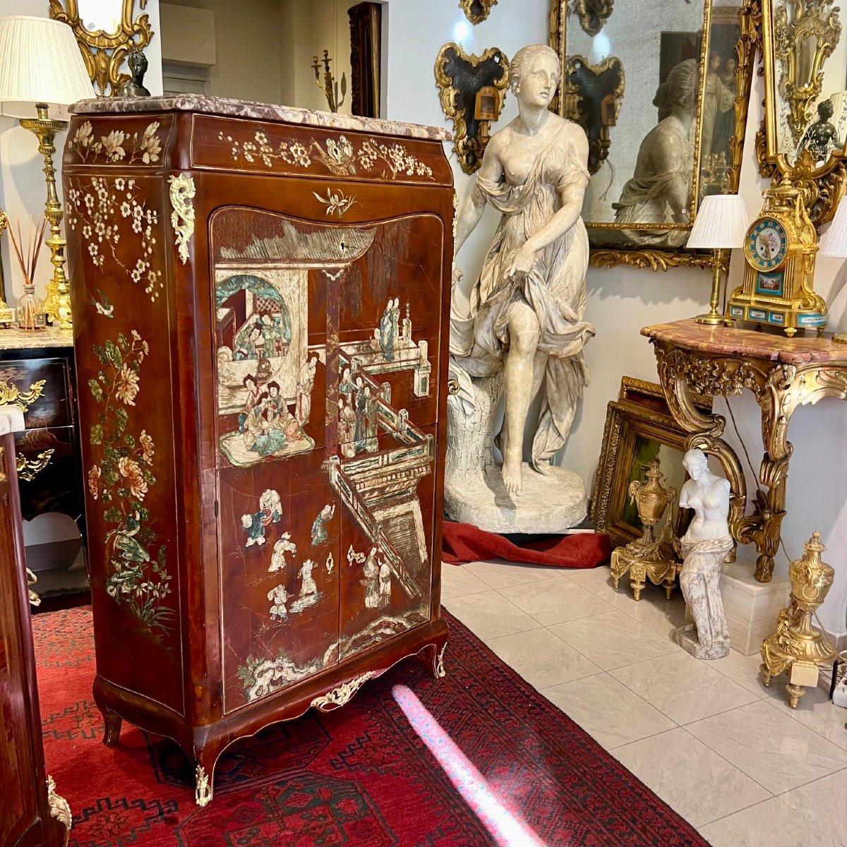 19th Century Chinese Lacquer Secretary Desk in Louis XV Style For Sale 7