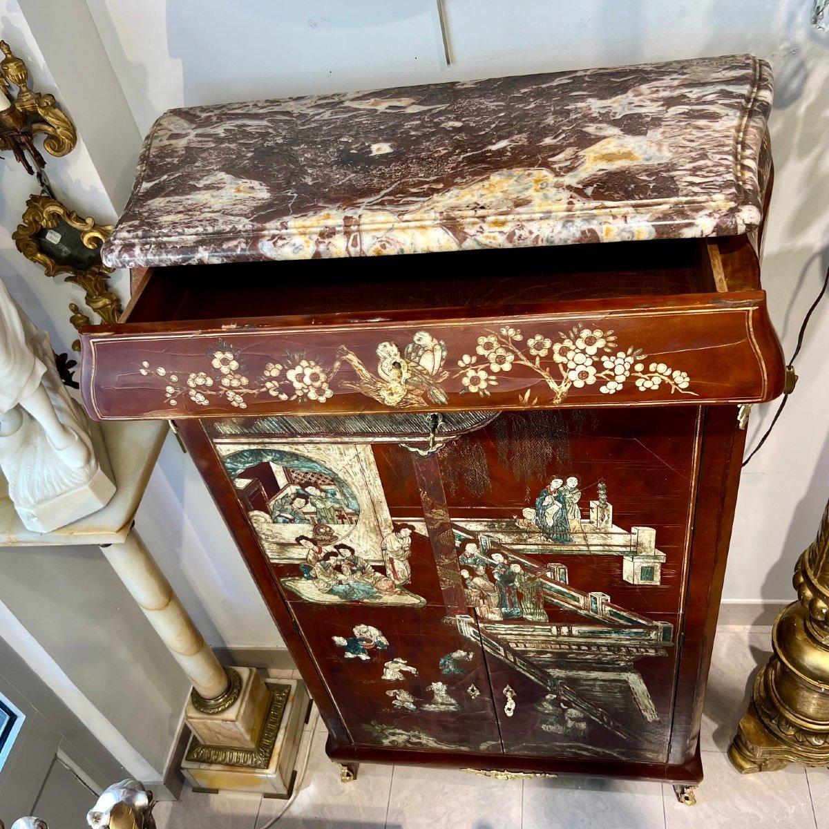 Chinesischer Lack-Sekretär-Schreibtisch im Louis XV.-Stil des 19. Jahrhunderts im Angebot 3