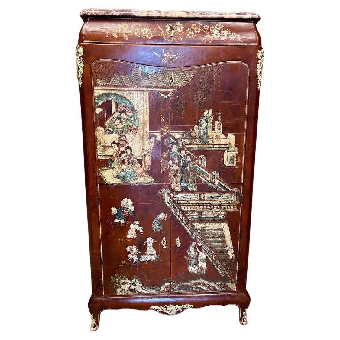 19th Century Chinese Lacquer Secretary Desk in Louis XV Style