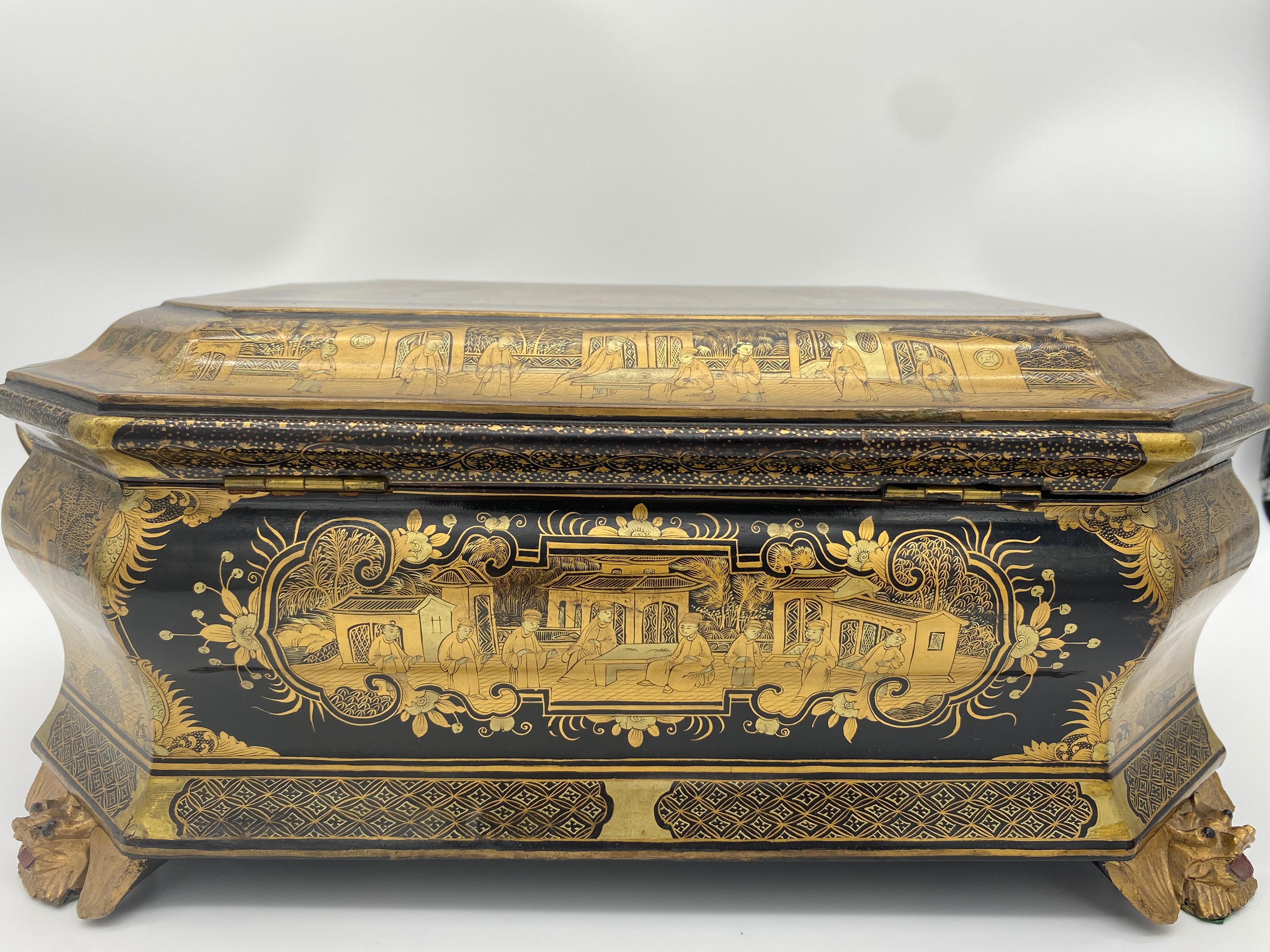 19th Century Chinese Lacquer Sewing Box For Sale 5