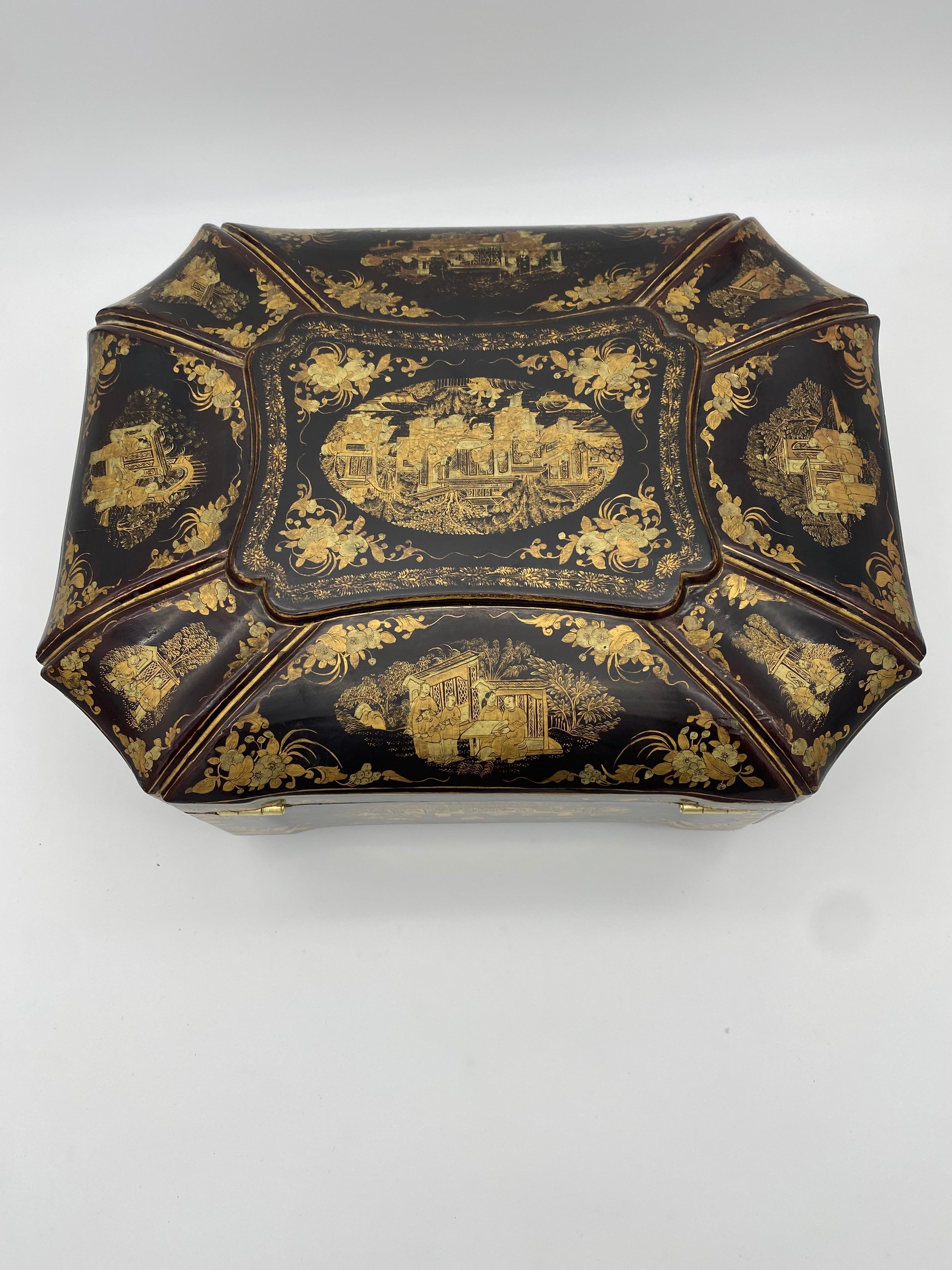 19th Century Chinese Lacquer Sewing Box For Sale 4