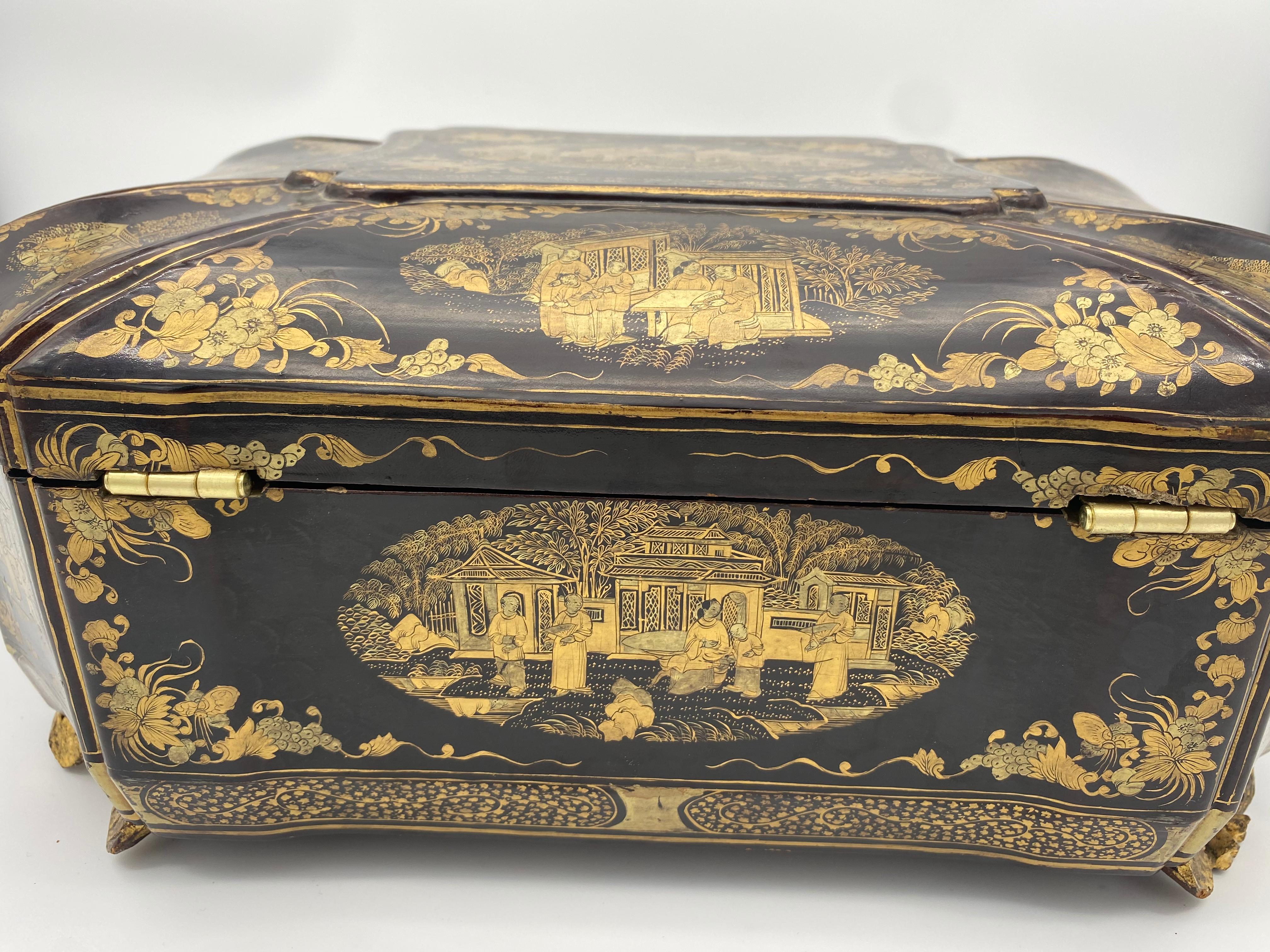 19th Century Chinese Lacquer Sewing Box For Sale 5