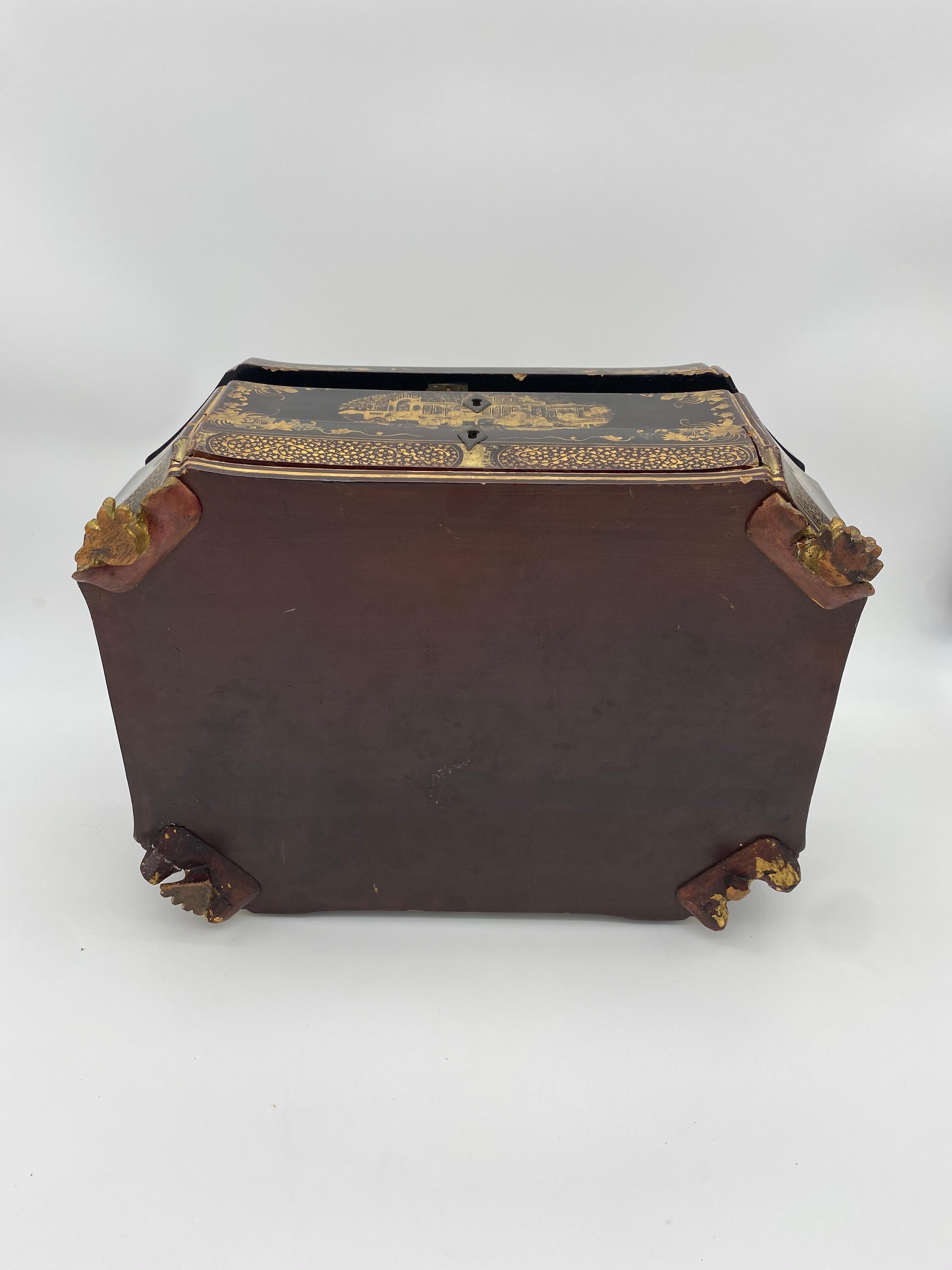 19th Century Chinese Lacquer Sewing Box For Sale 9