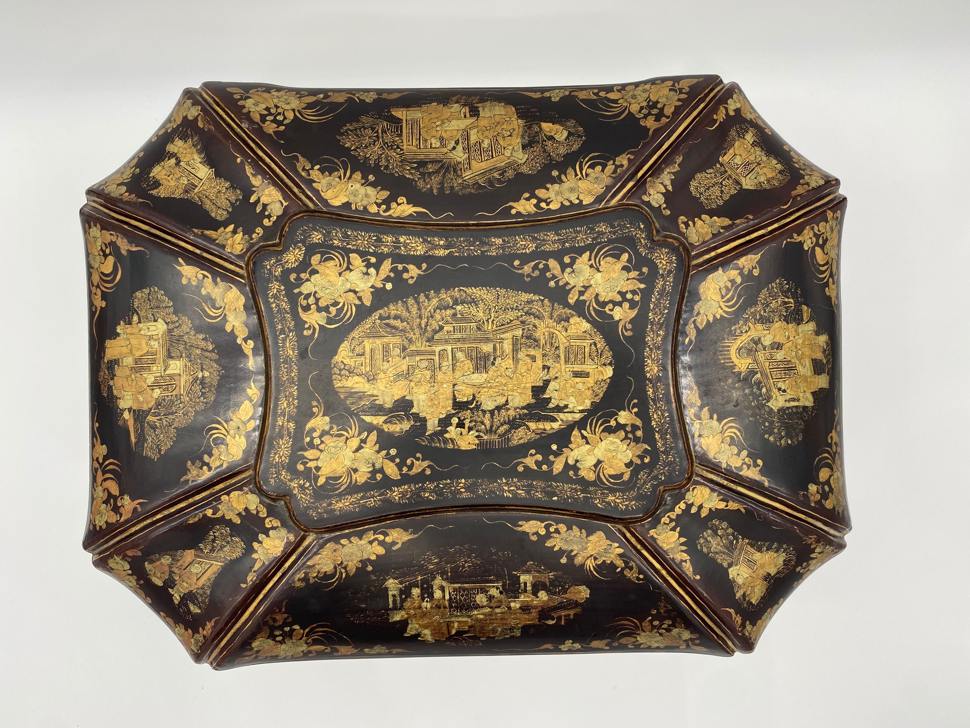 Qing Boîte à couture chinoise laquée du 19ème siècle en vente
