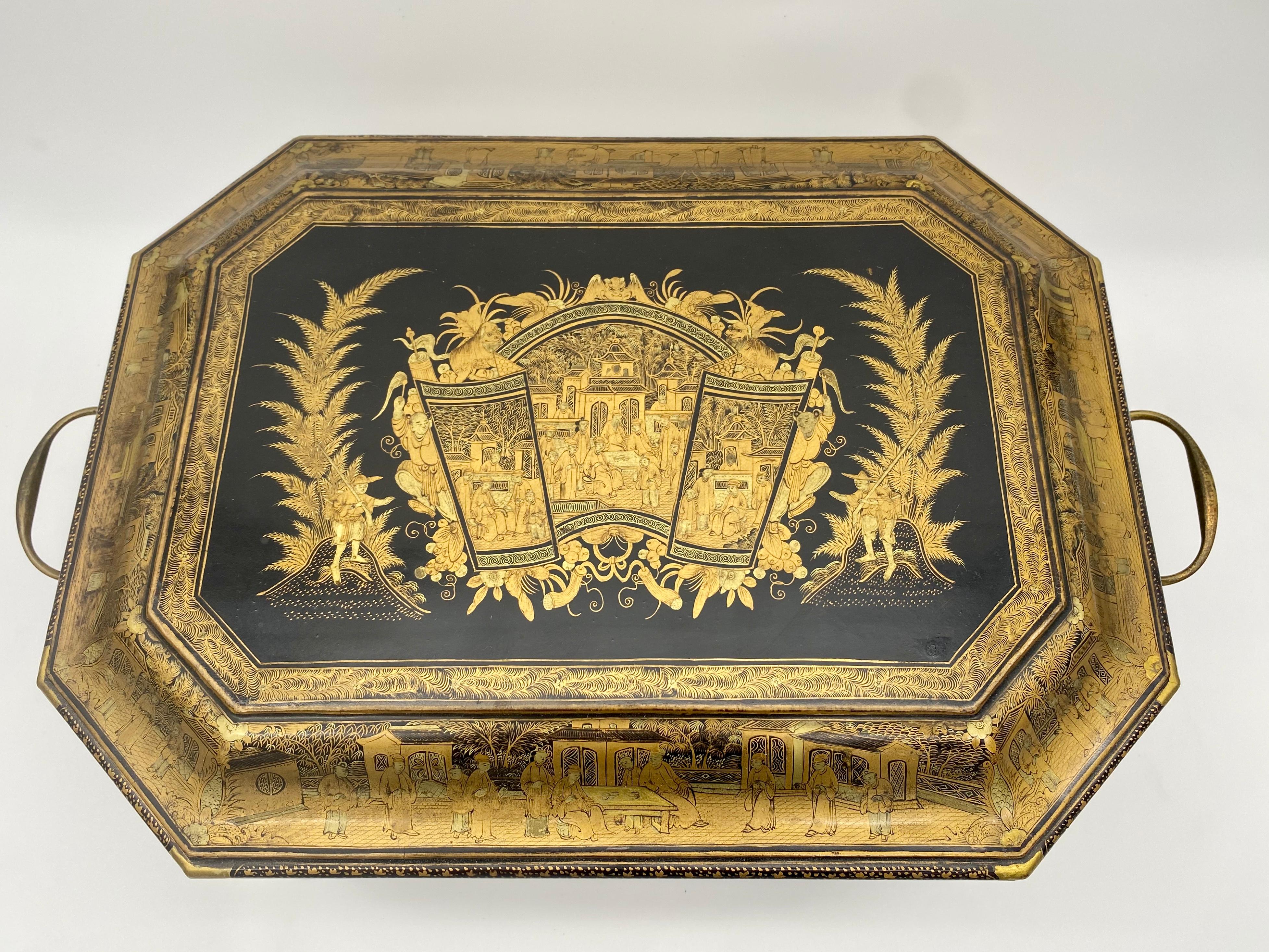 19th Century Chinese Lacquer Sewing Box In Good Condition For Sale In Brea, CA