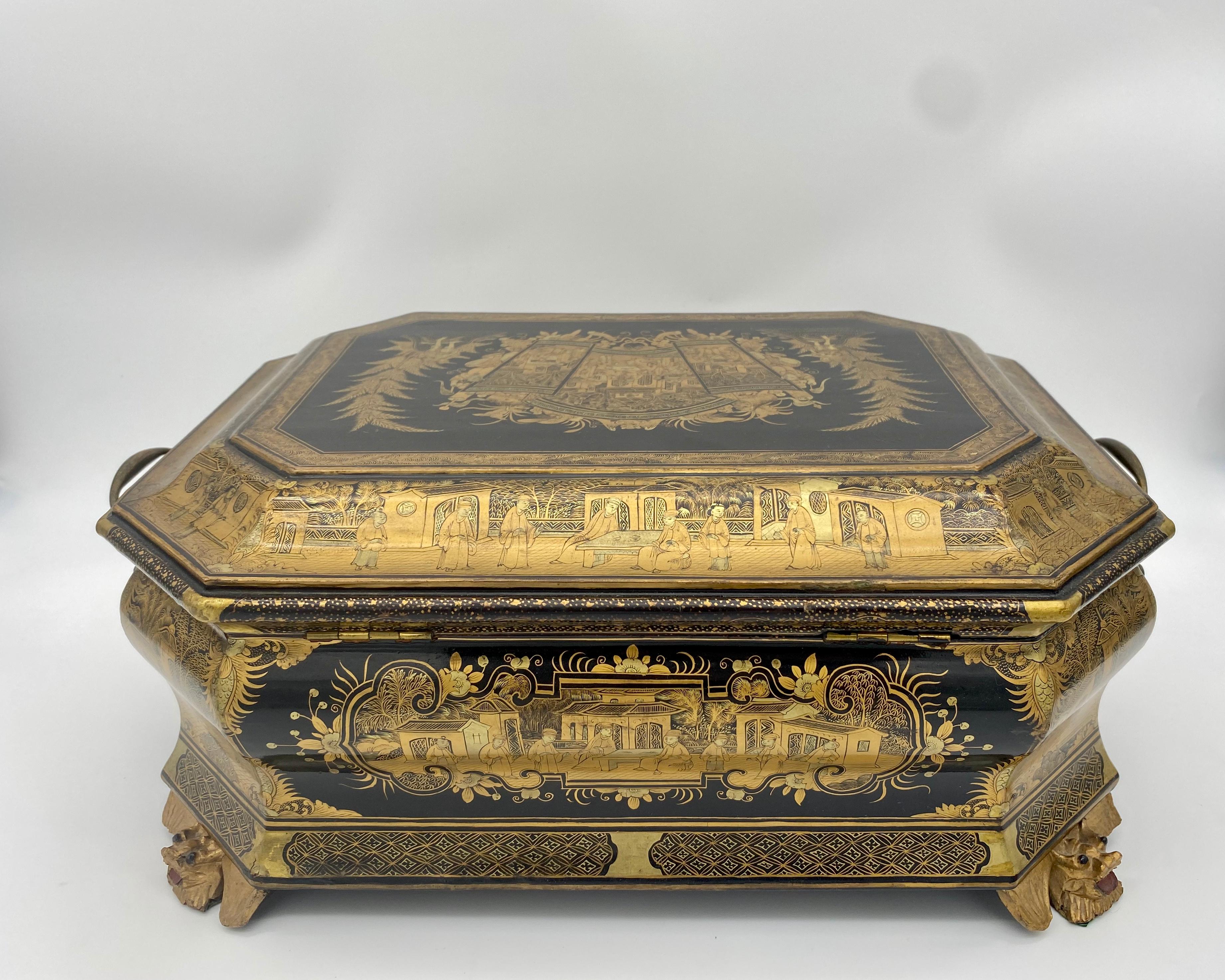 19th Century Chinese Lacquer Sewing Box For Sale 3