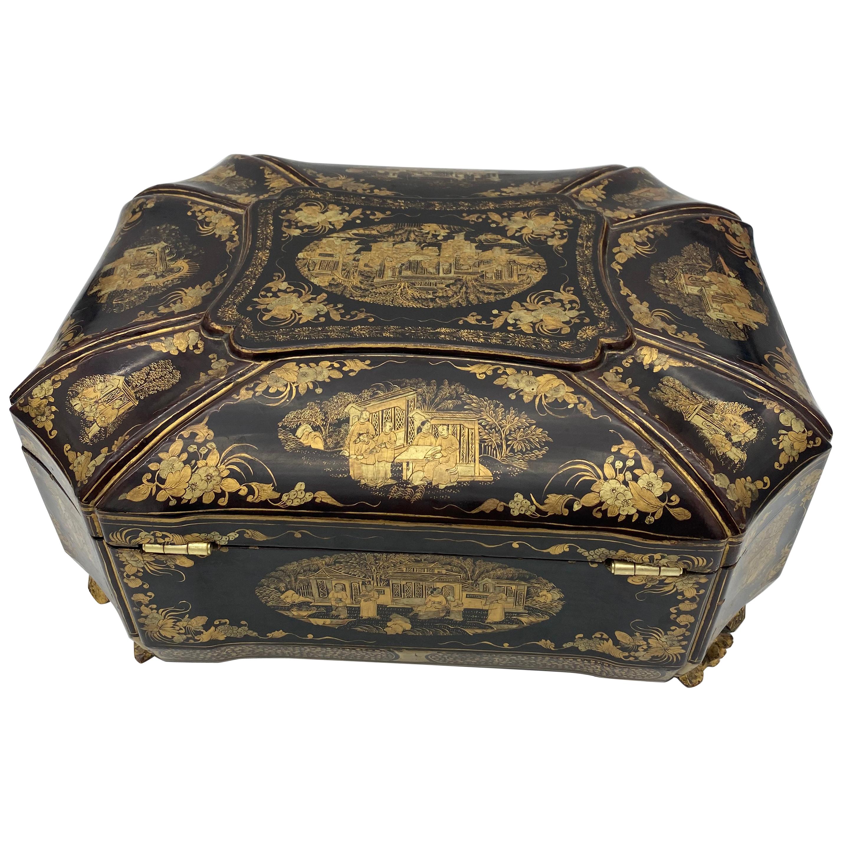 19th Century Chinese Lacquer Sewing Box