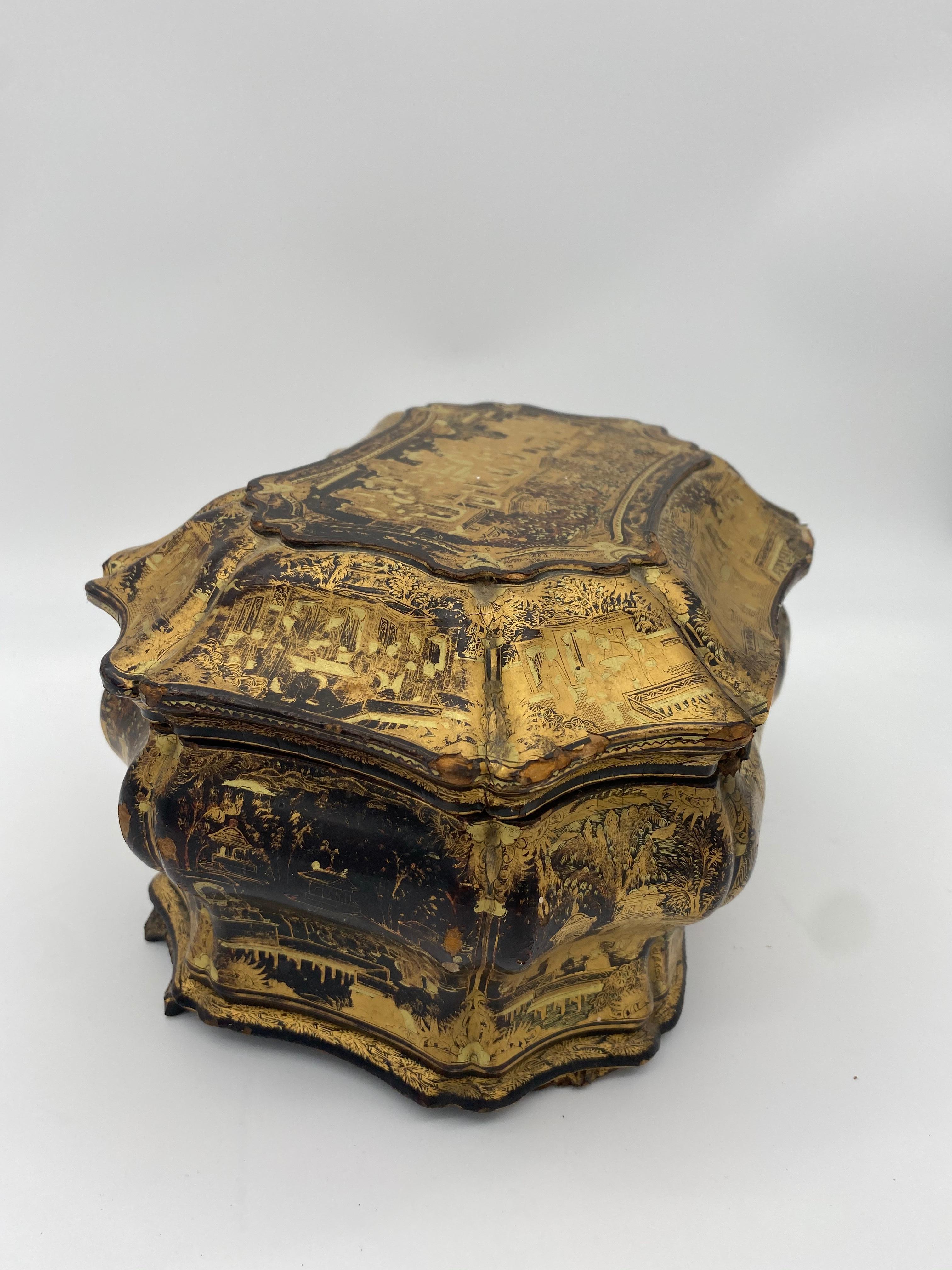 19th Century Chinese Lacquer Tea Caddy 7