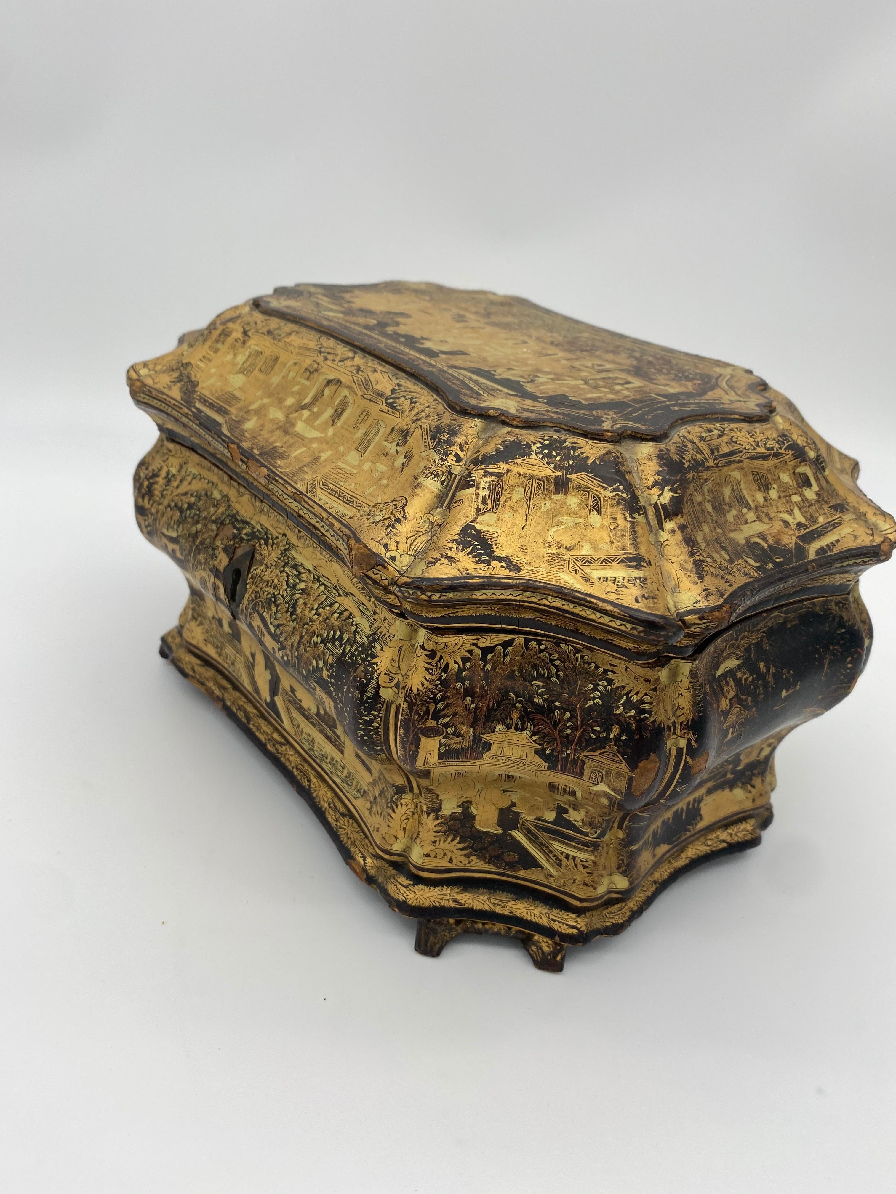 19th Century Chinese Lacquer Tea Caddy 8