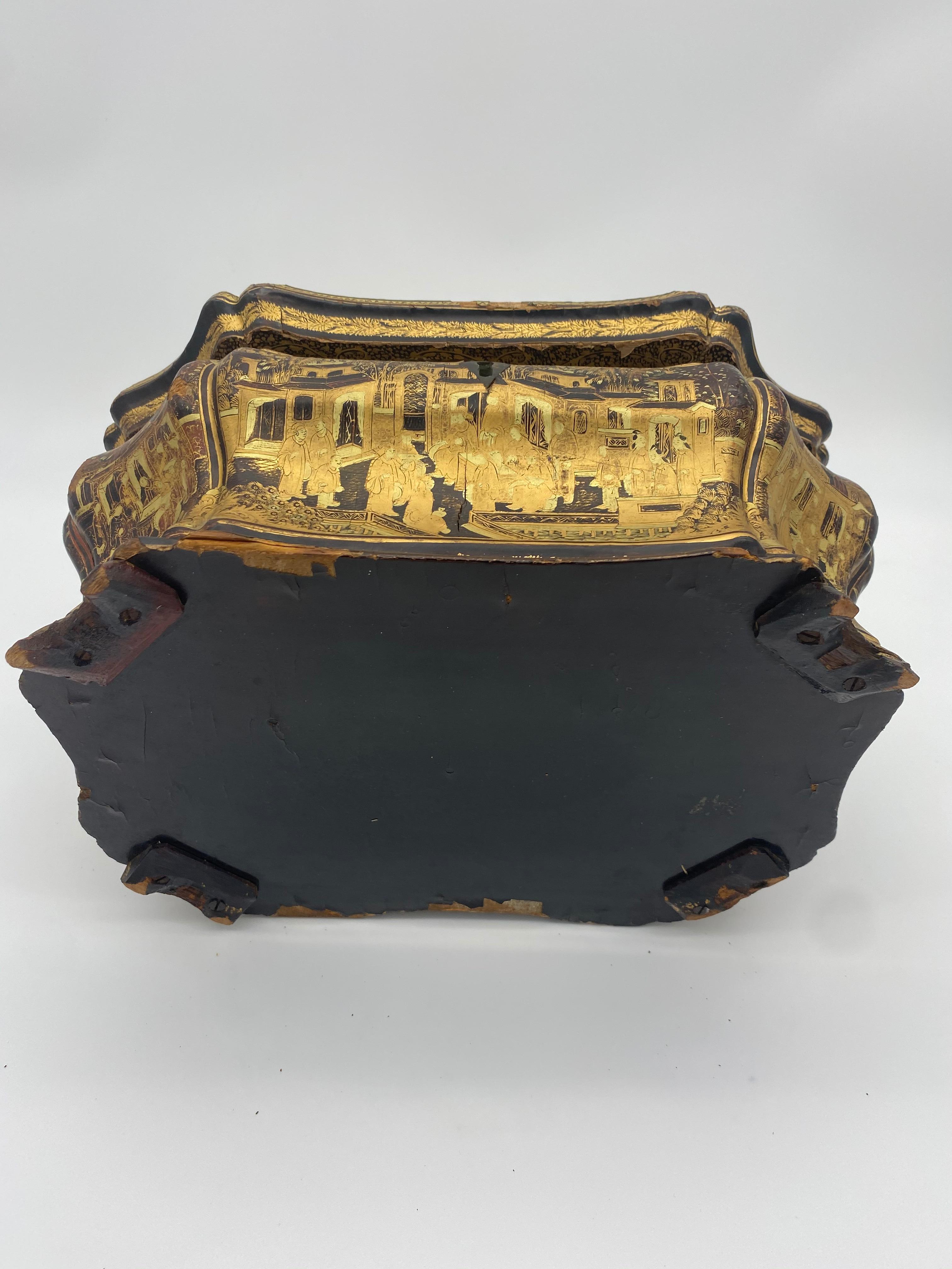 19th Century Chinese Lacquer Tea Caddy 10