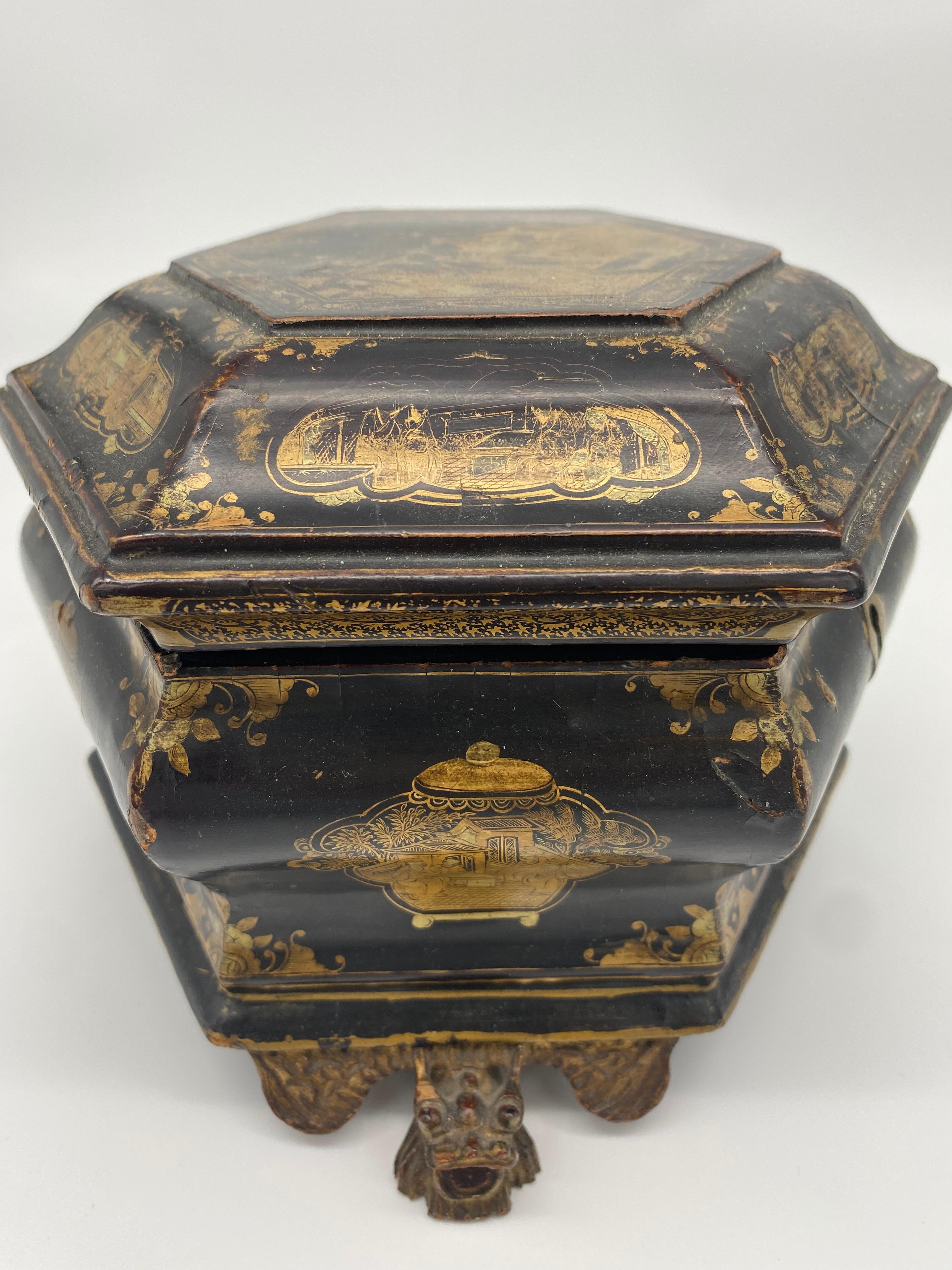 Lacquered 19th Century Chinese Lacquer Tea Caddy For Sale