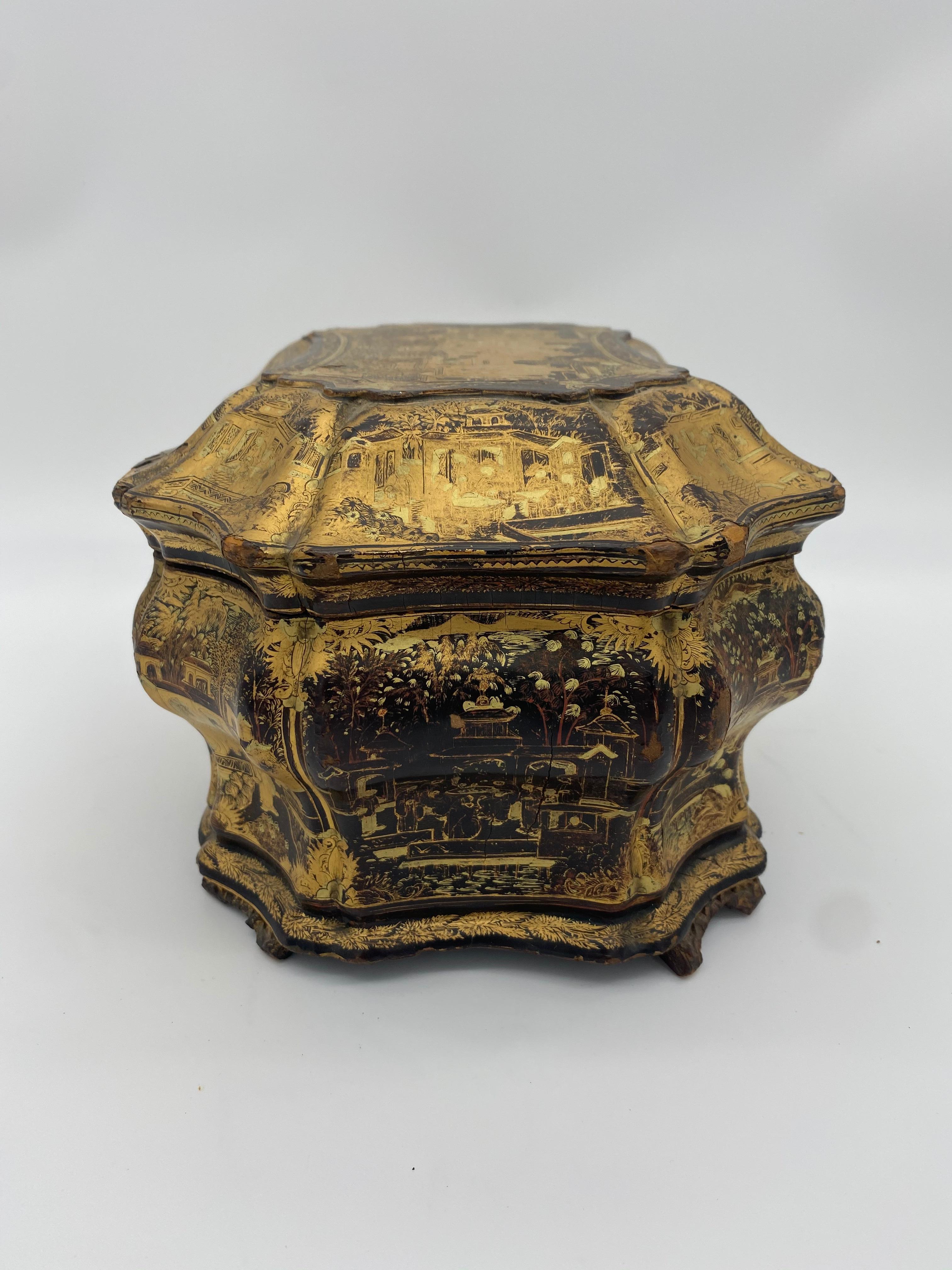 19th Century Chinese Lacquer Tea Caddy 4