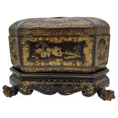 Antique 19th Century Chinese Lacquer Tea Caddy