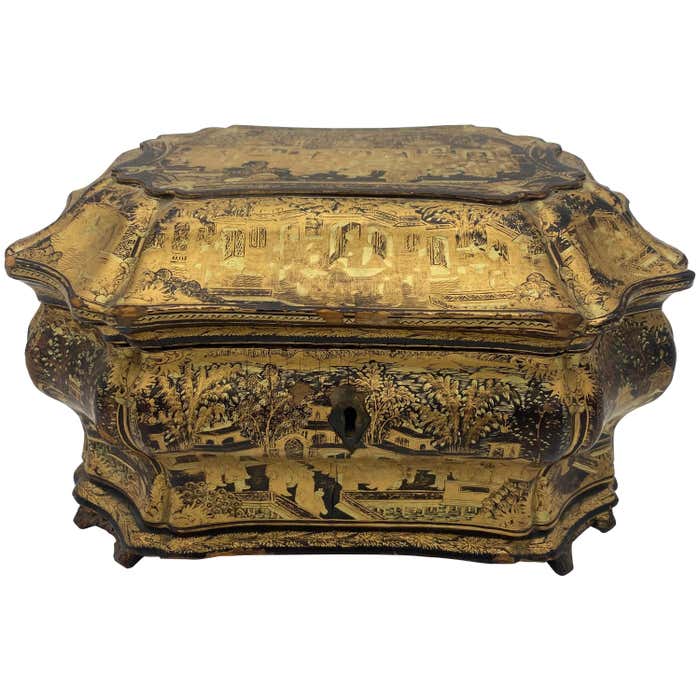 19th Century Chinese Lacquer Tea Caddy For Sale at 1stDibs