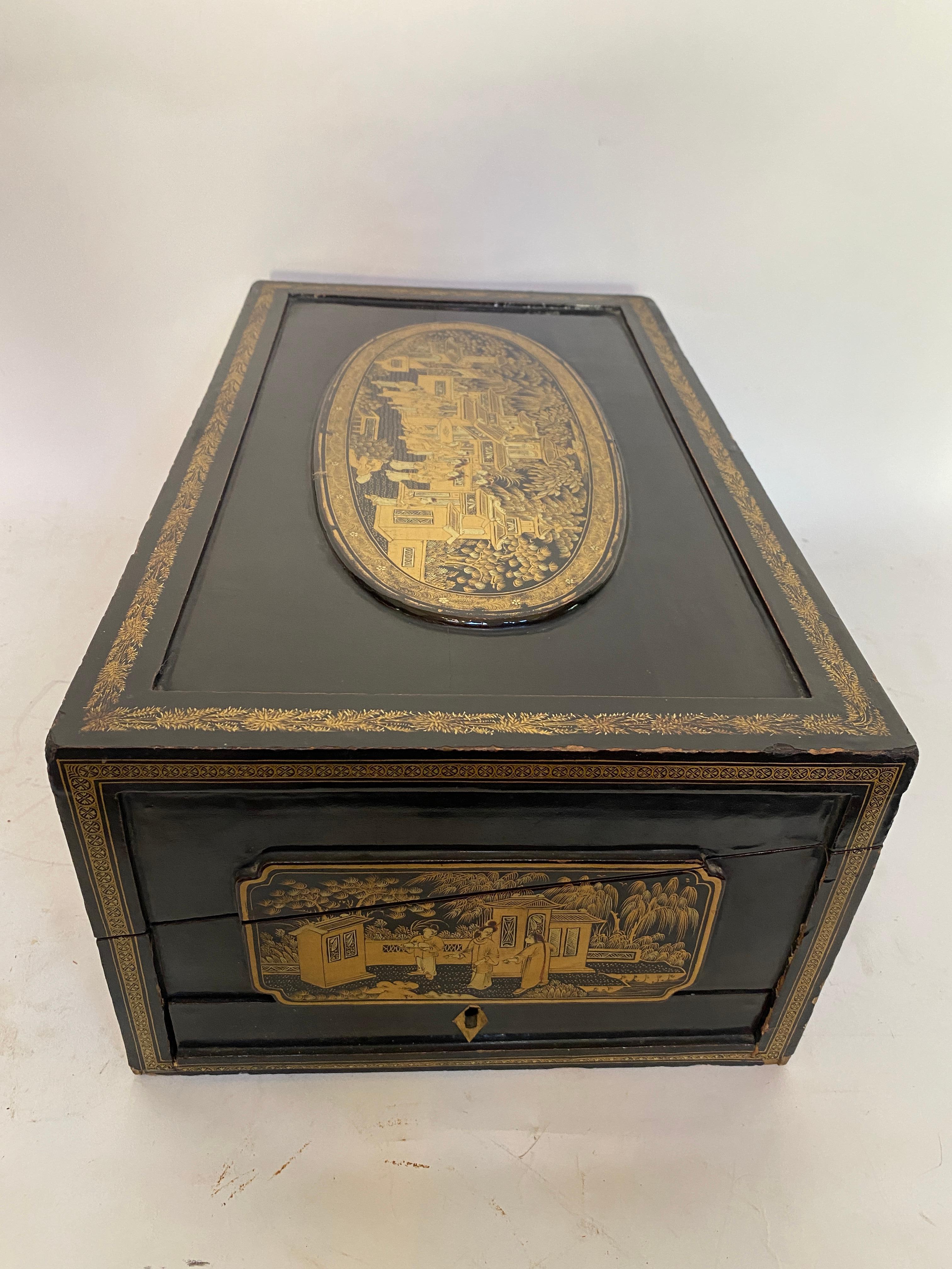 19th Century Chinese Lacquer Writing Box For Sale 4