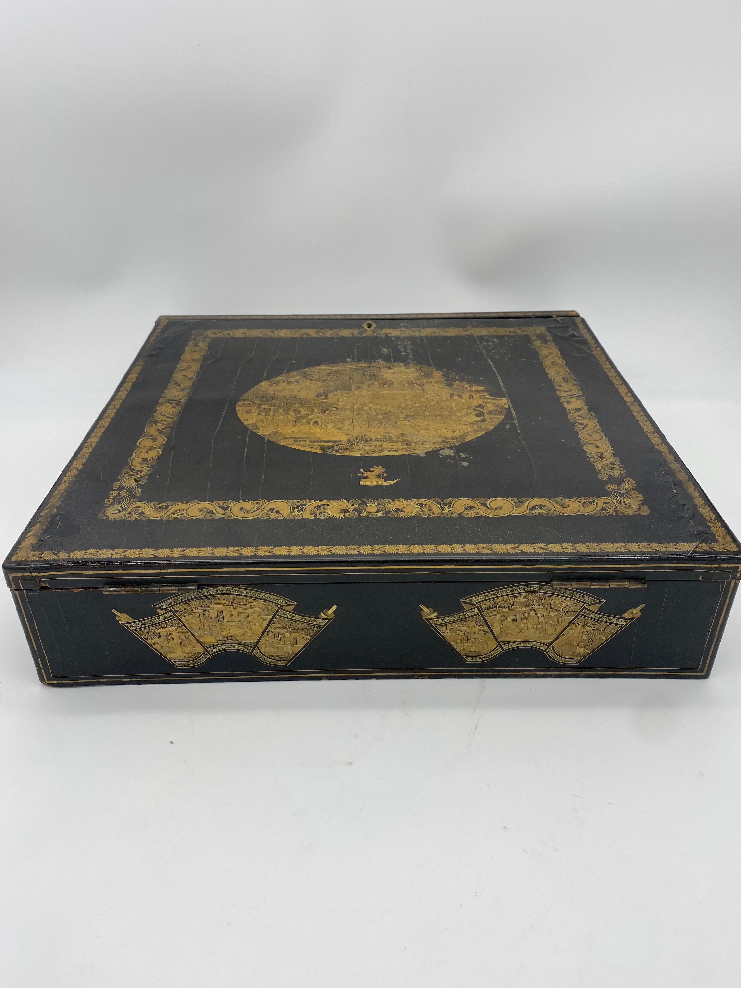19th Century Chinese Lacquer Writing Box For Sale 6
