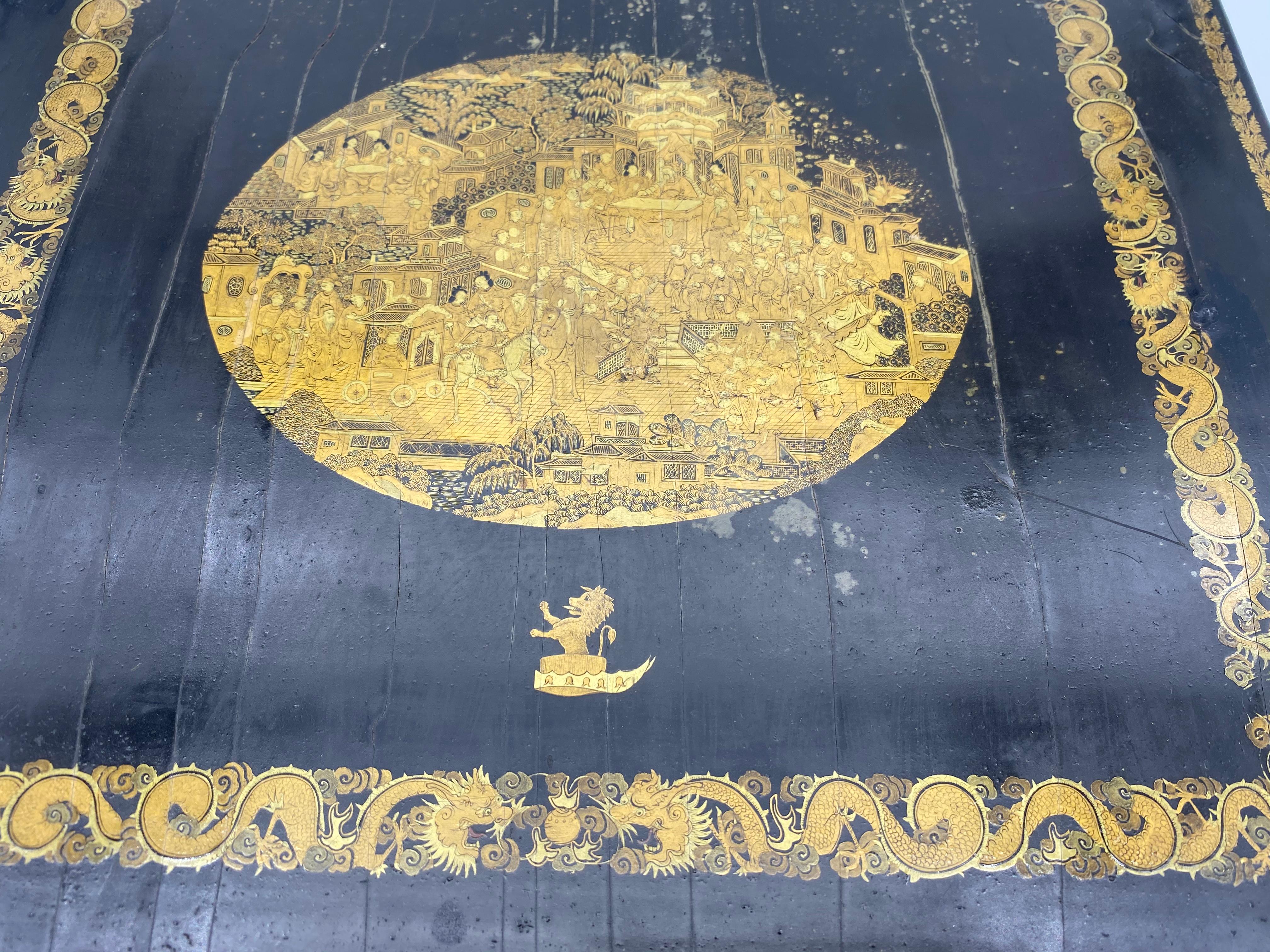 19th Century Chinese Lacquer Writing Box For Sale 7