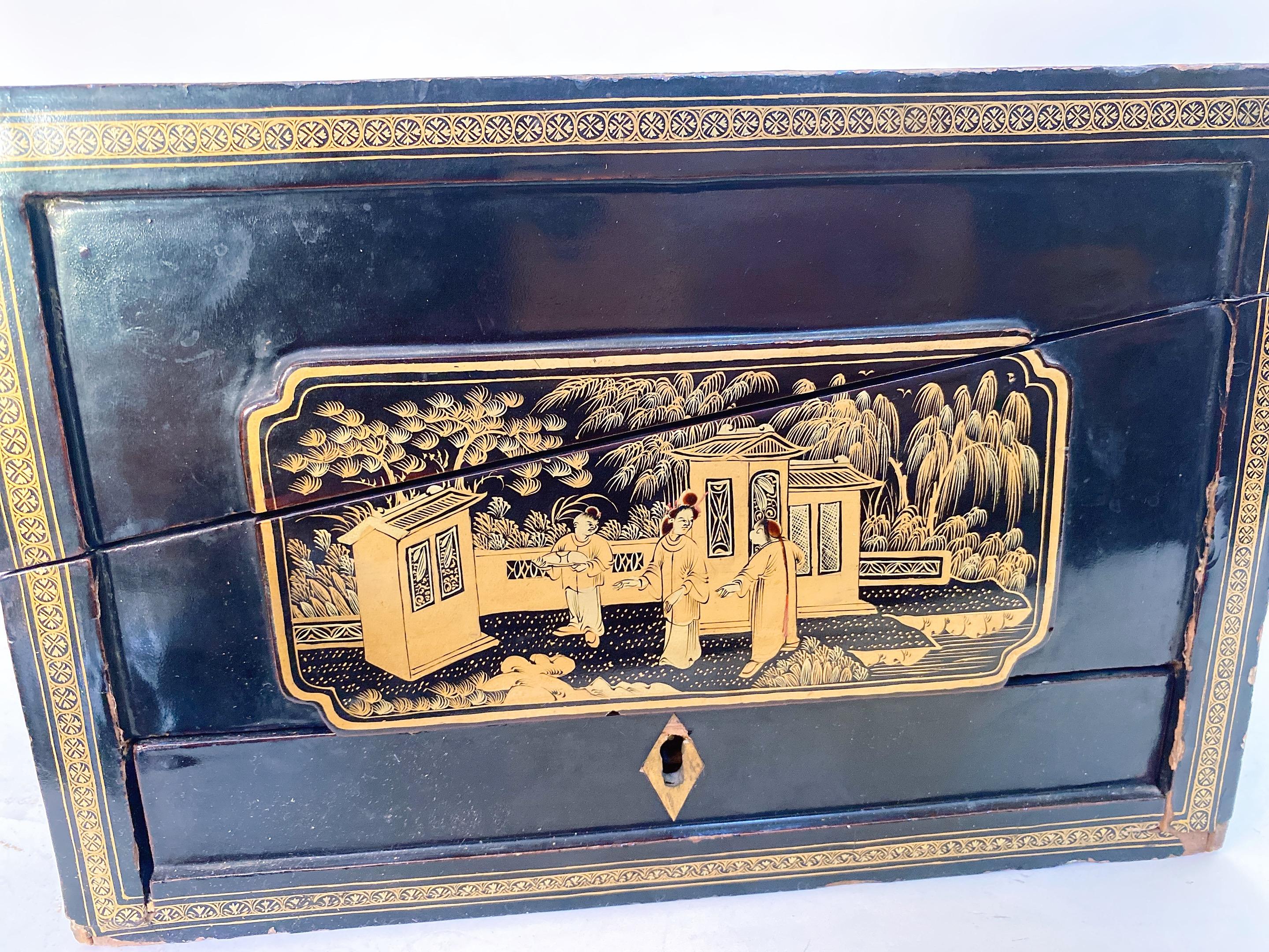 19th Century Chinese Lacquer Writing Box For Sale 9