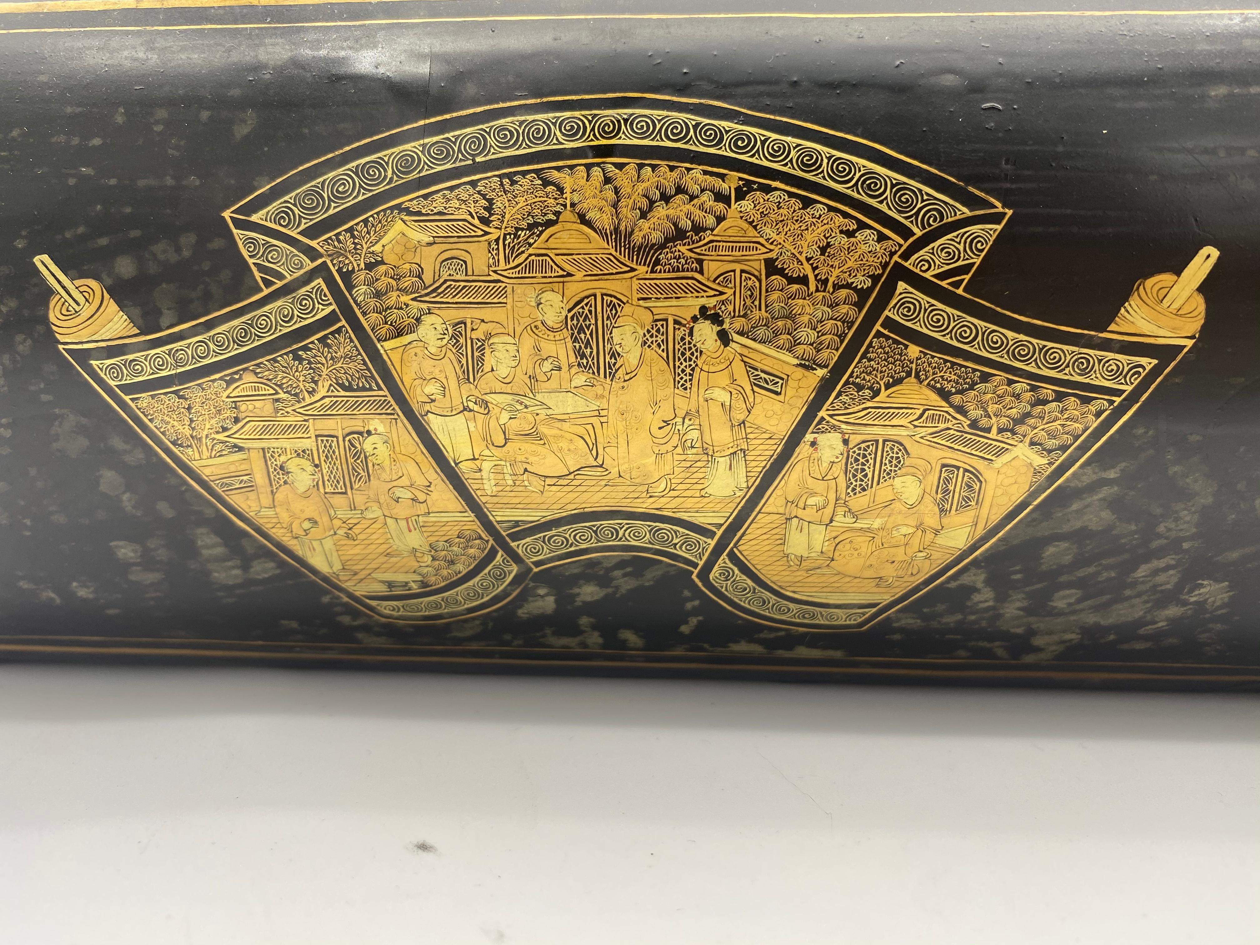 19th Century Chinese Lacquer Writing Box In Good Condition For Sale In Brea, CA