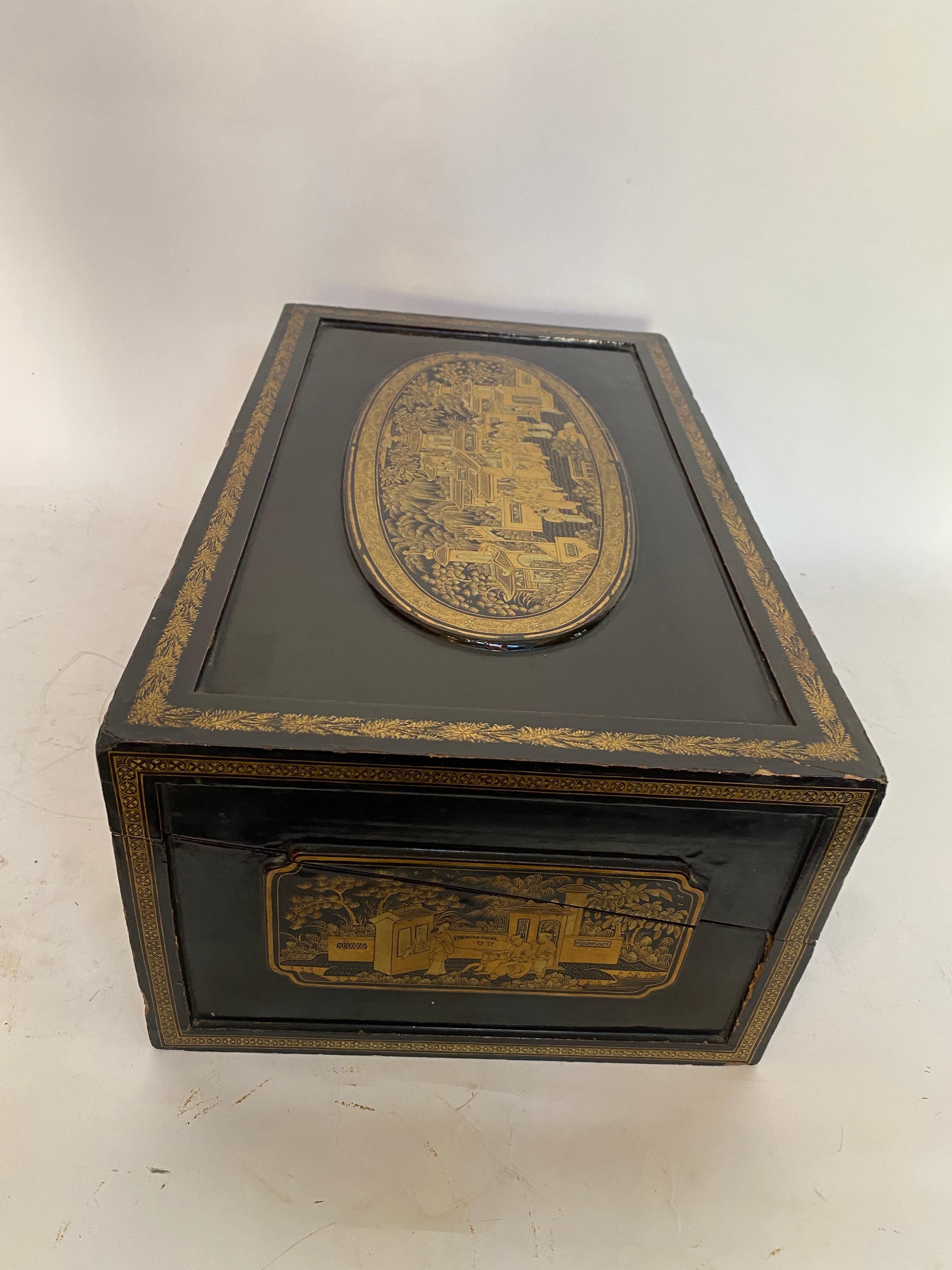 19th Century Chinese Lacquer Writing Box For Sale 1