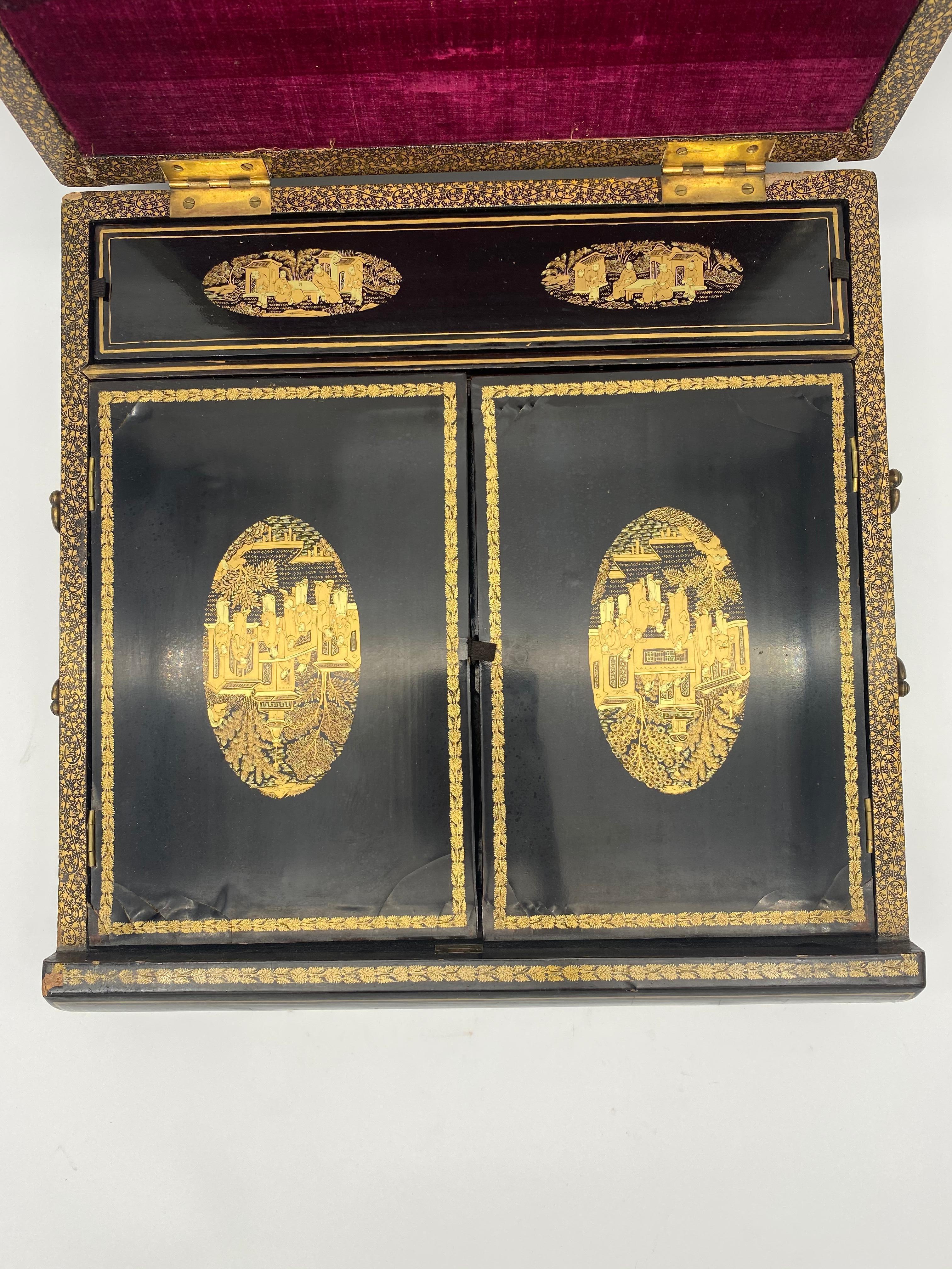 19th Century Chinese Lacquer Writing Box For Sale 3